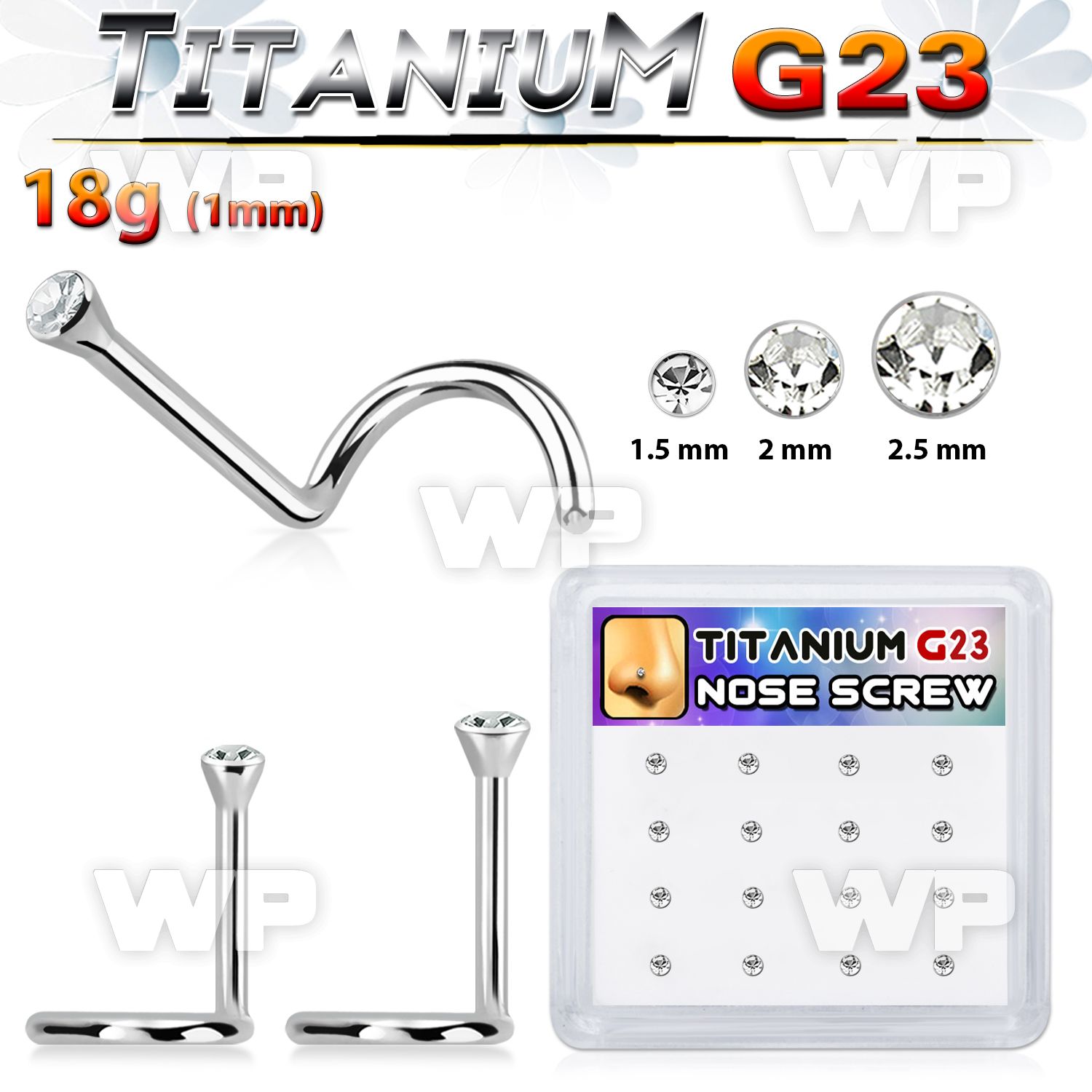 4fhu3e box w g23 titanium nose screw spirals 1mm press fit clea nose piercing