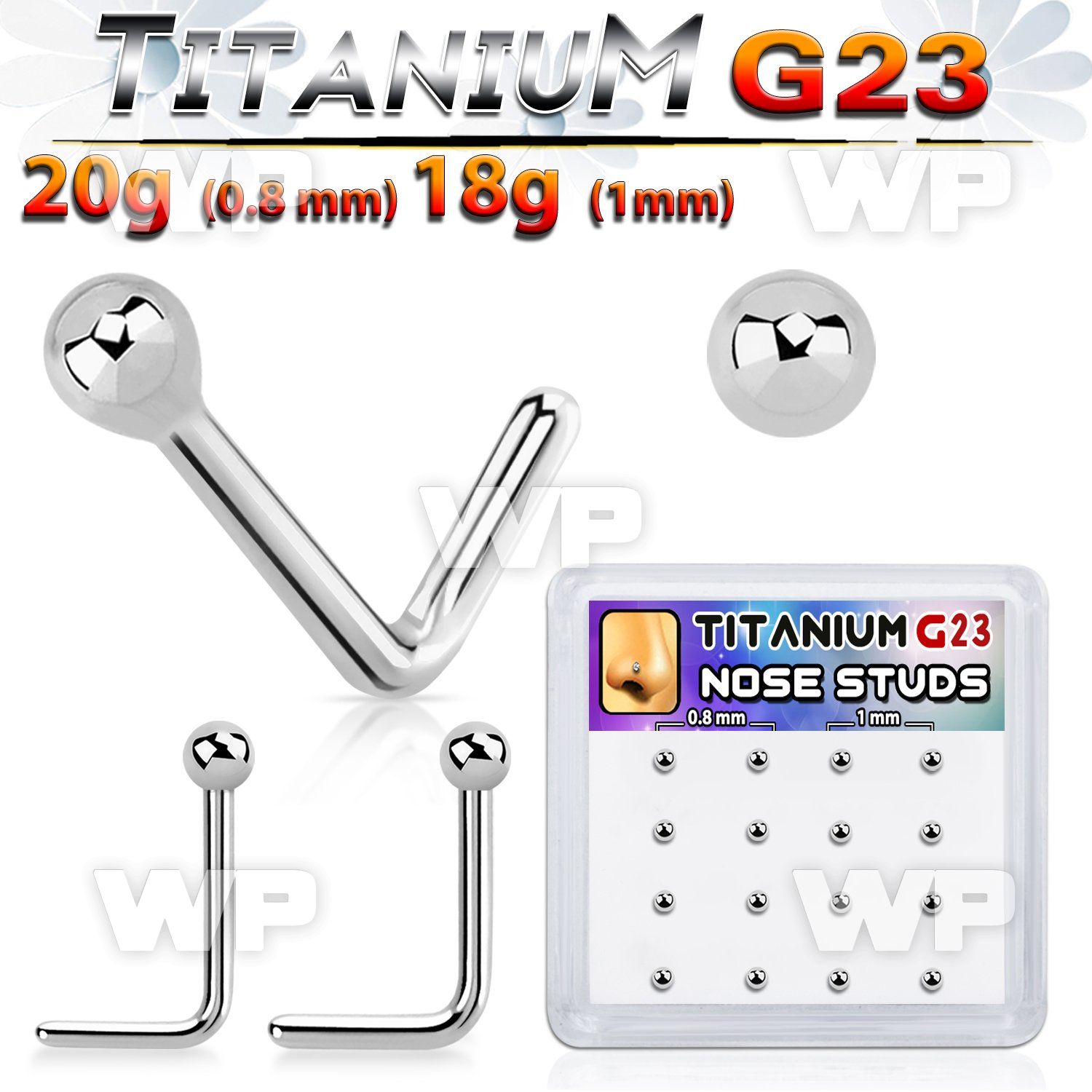 4fhub0 titanium l shaped nose pins 20g 18g 2mm ball 16pcs