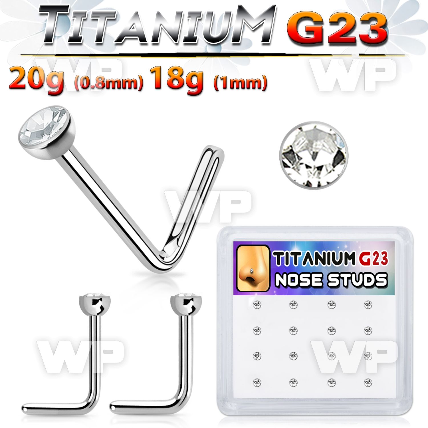4fhube titanium l shaped nose pins clear bezel setting 16pcs