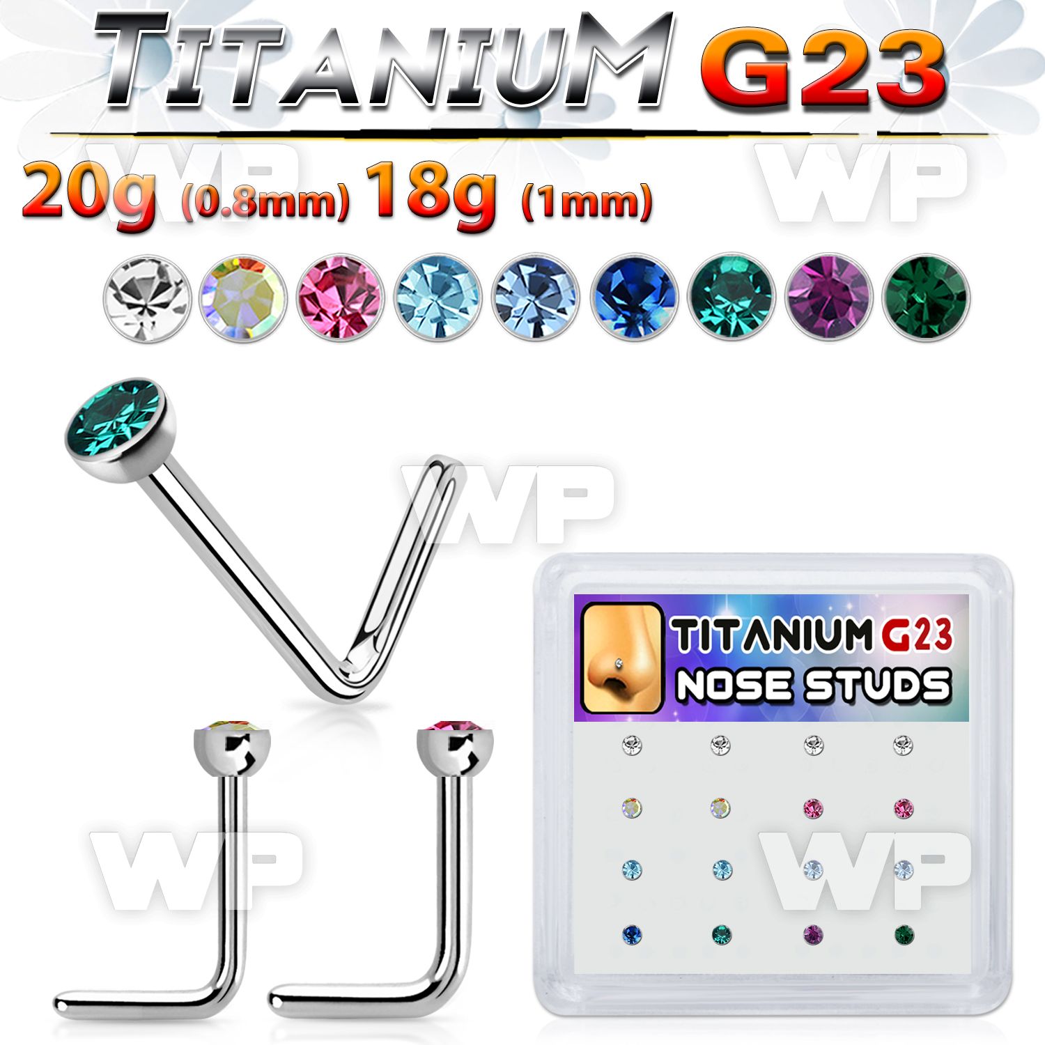 4fhubk titanium l shaped nosepins colors bezel setting 16pcs