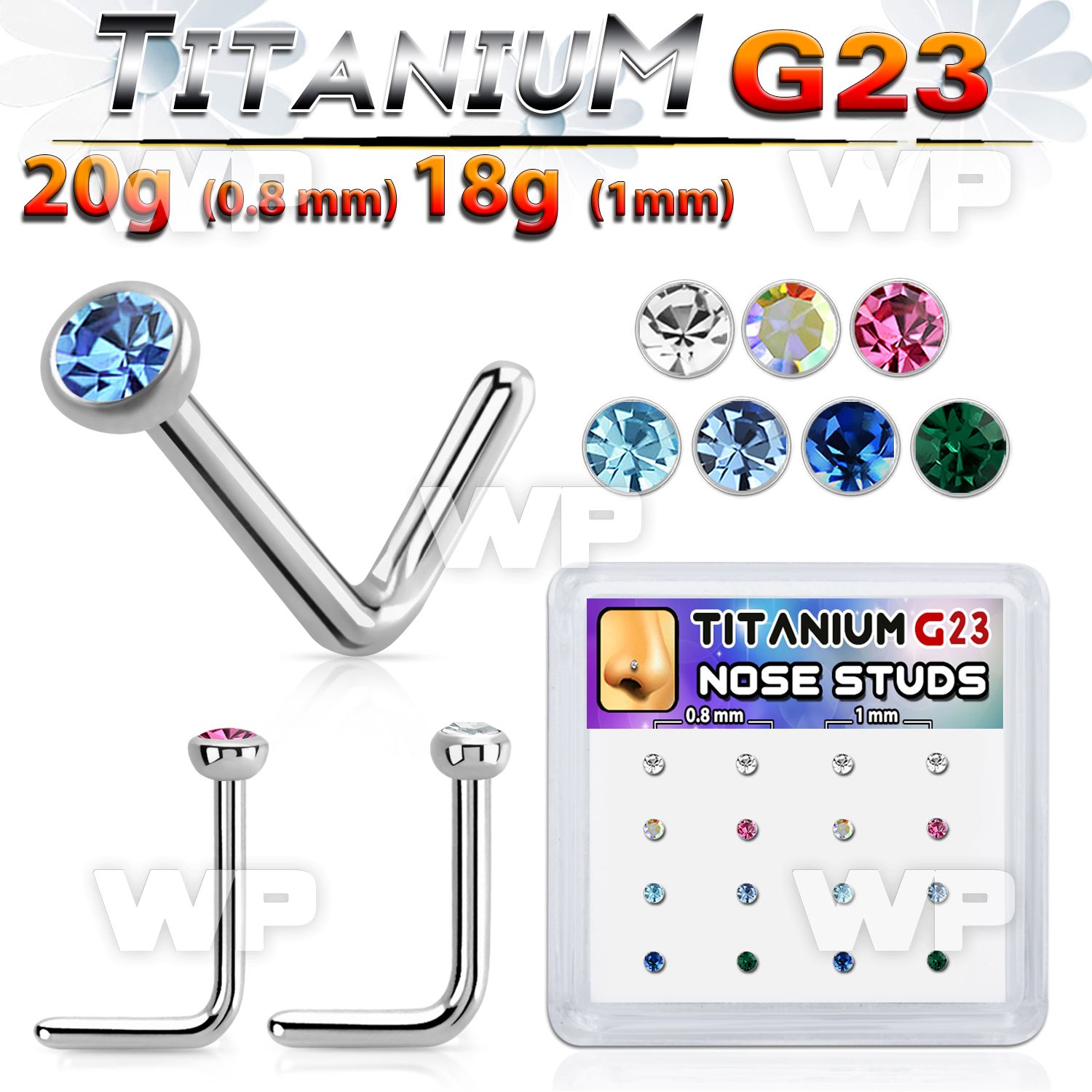 4fhubz titanium l shaped nosepins 20g 18g color 16pcs