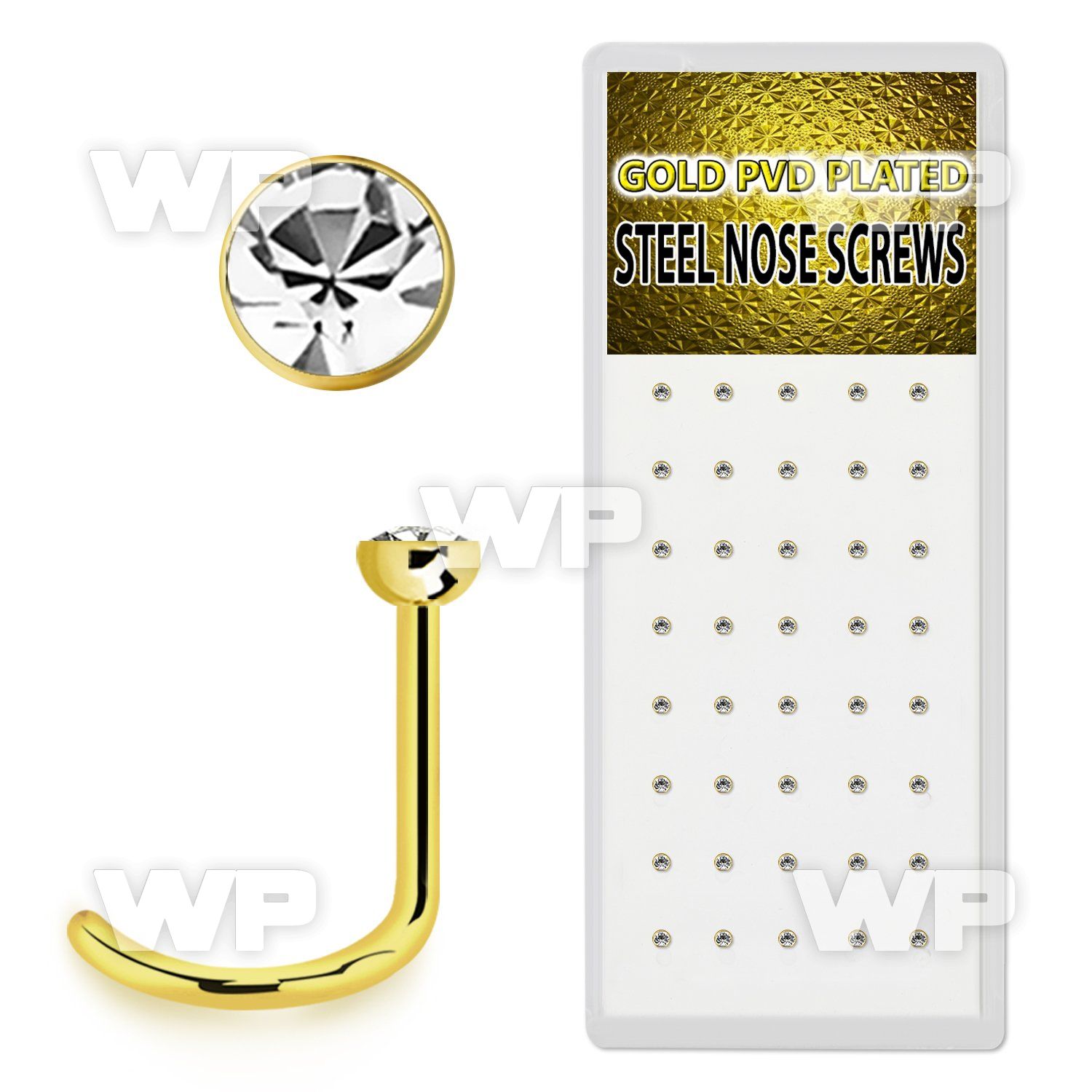 4fu3z box w gold ion plated surgical steel nose screw spirals nose piercing