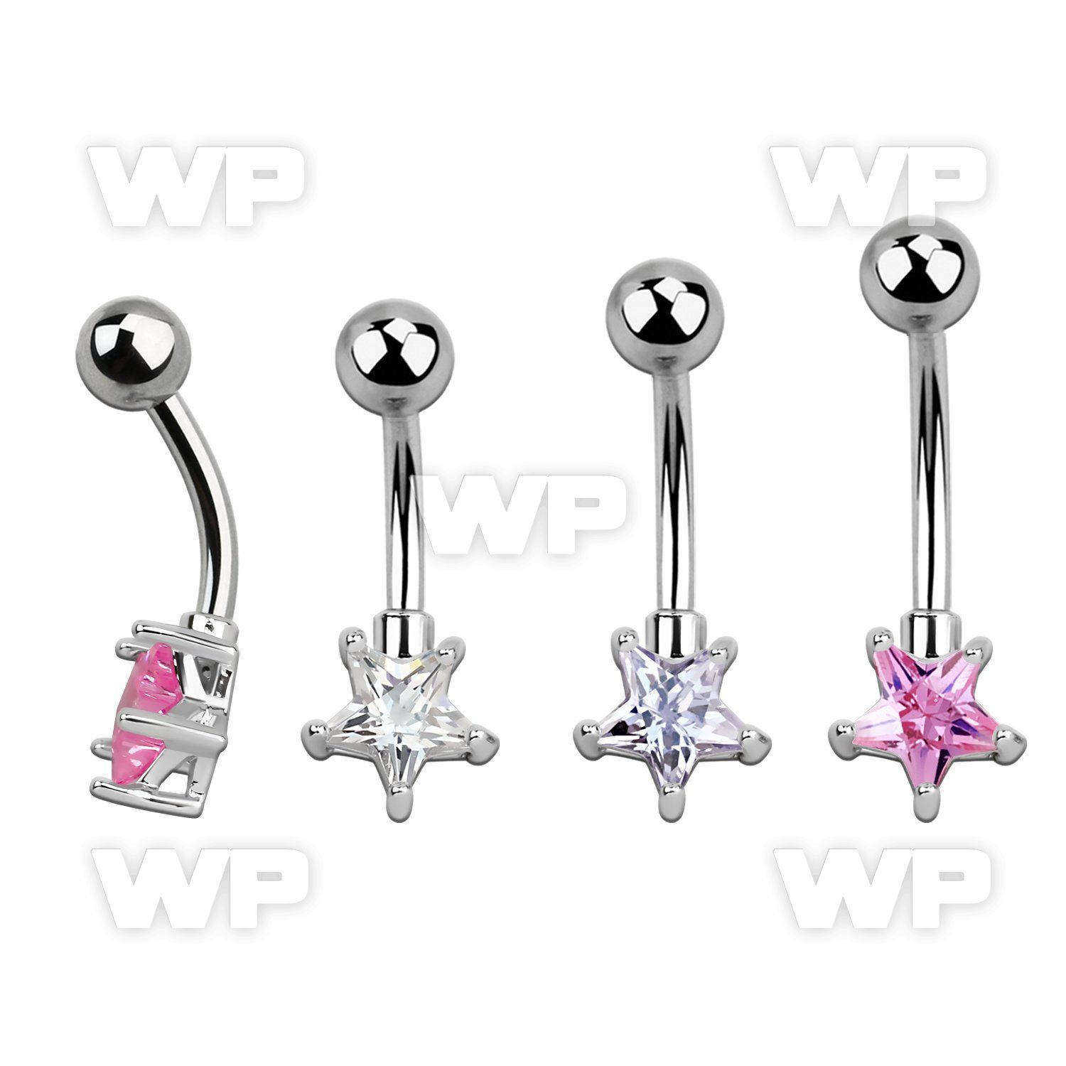 4u3rg implant grade steel belly ring w 8mm star prong cz stone