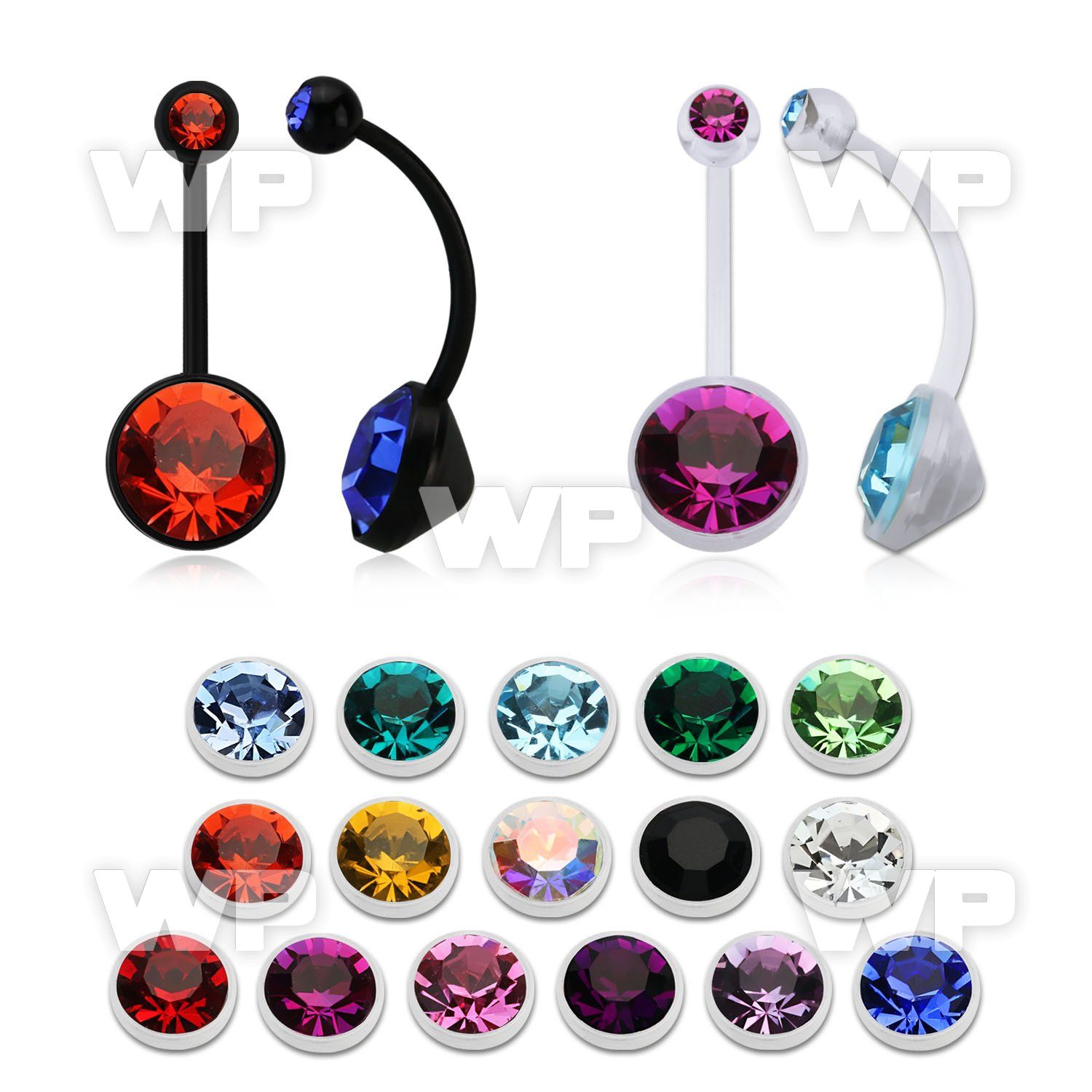 4u566 clear bio flex belly ring 5mm 9mm jewel ball length 16mm belly piercing