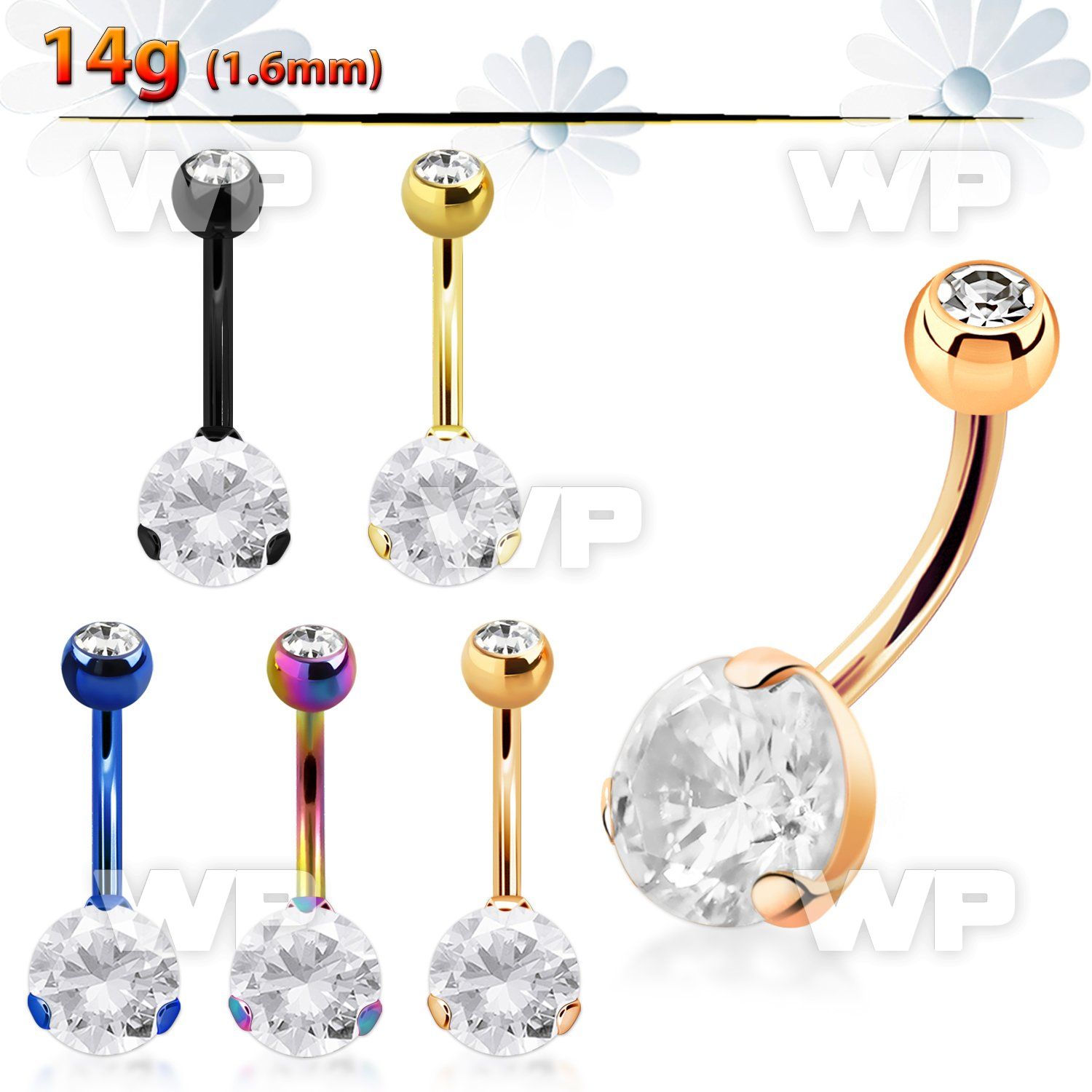 4ua1gtc4r pvd finish steel casting belly ring 14g cz jewel