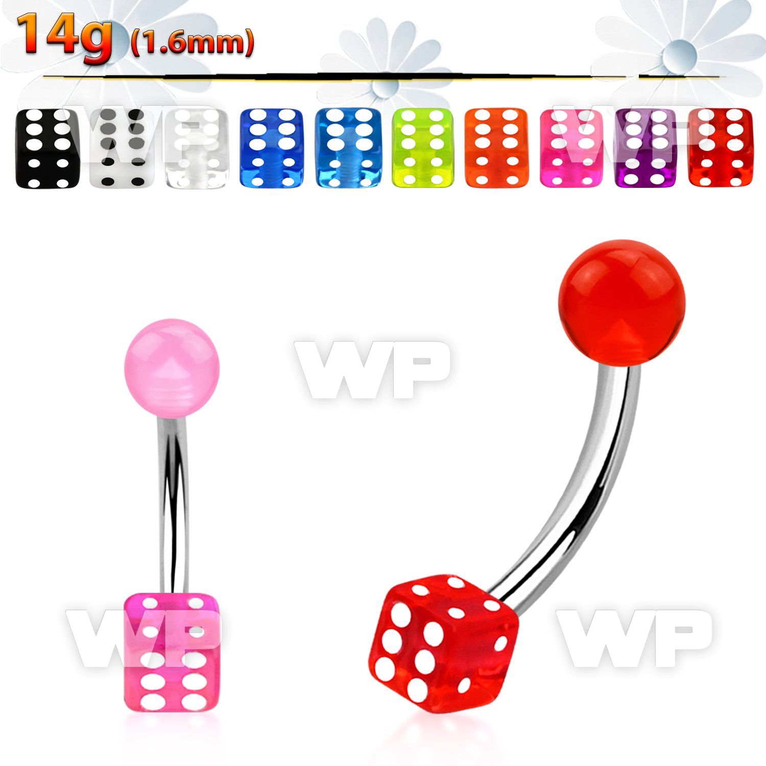 4uhq18 steel belly ring 5mm acrylic uv ball 5mm acrylic uv dic belly piercing
