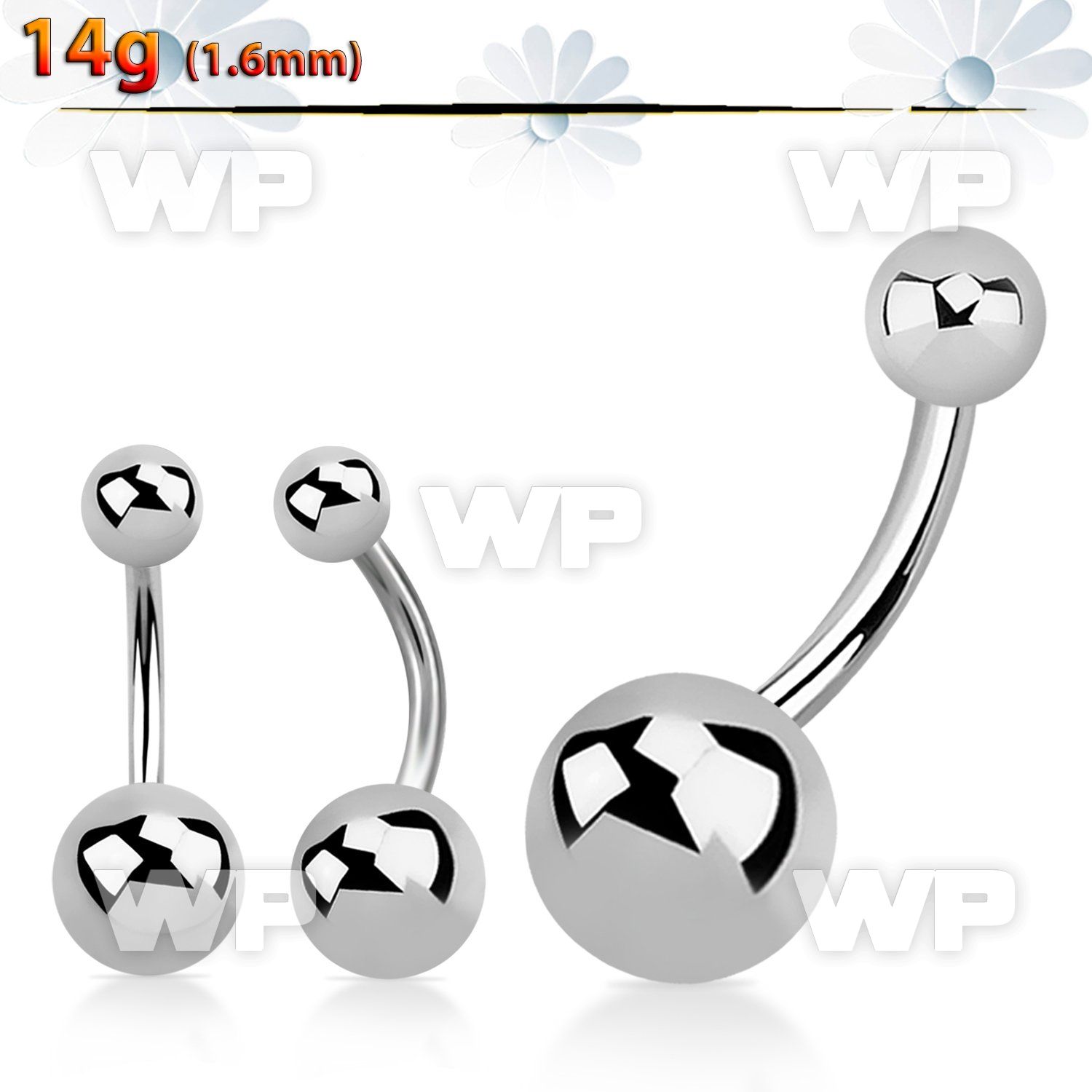 4ui steel belly ring 5mm 8mm normal high polished steel bal belly piercing