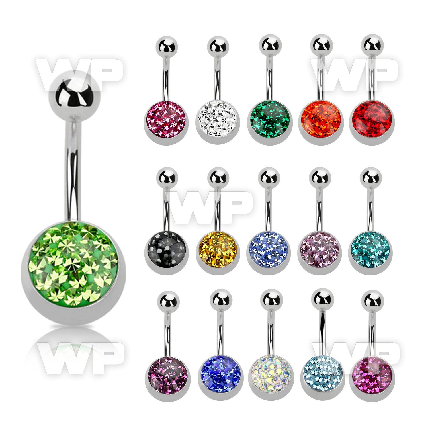 4ujrces steel belly ring lower 10mm half steel ball ferido glued belly piercing