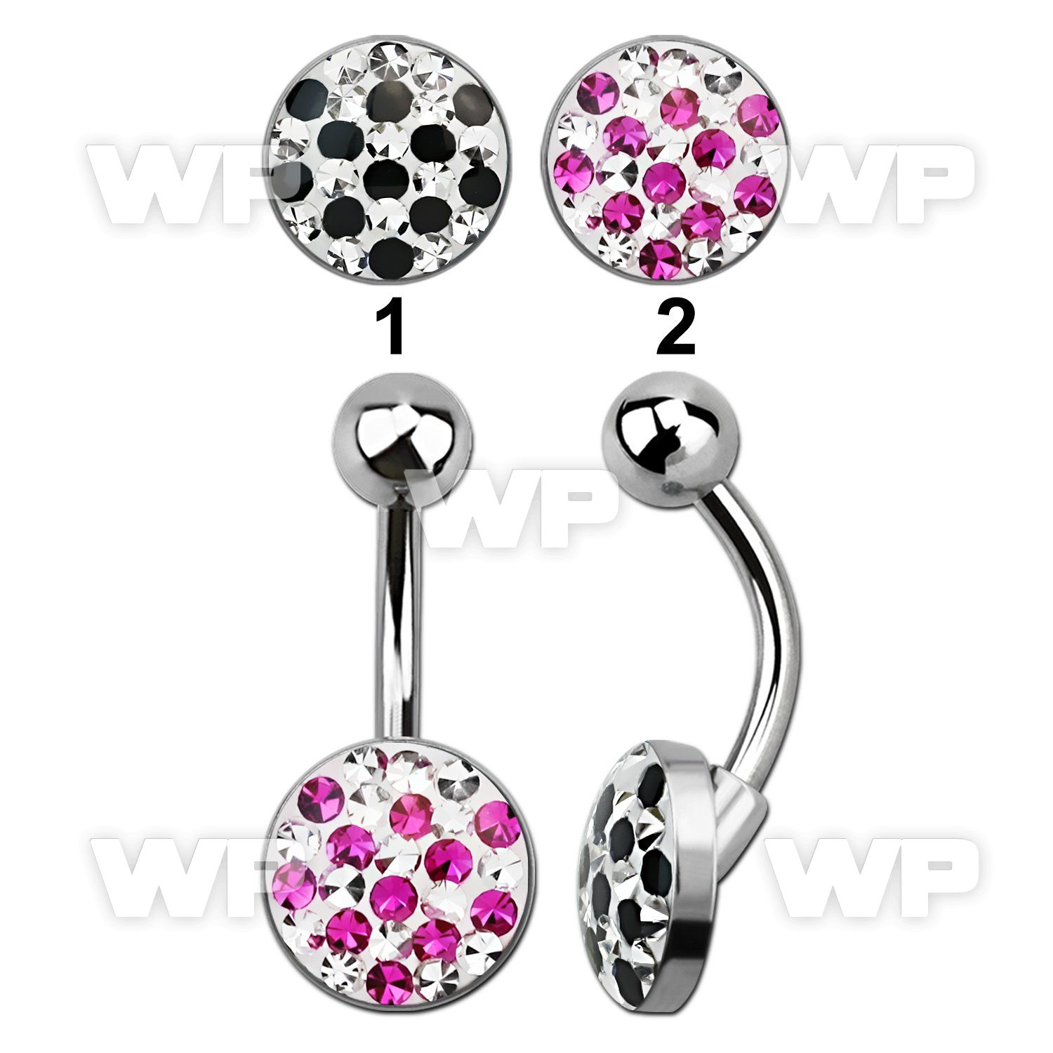 4ujrckz steel belly ring w ferido glue crystals in dotted design belly piercing