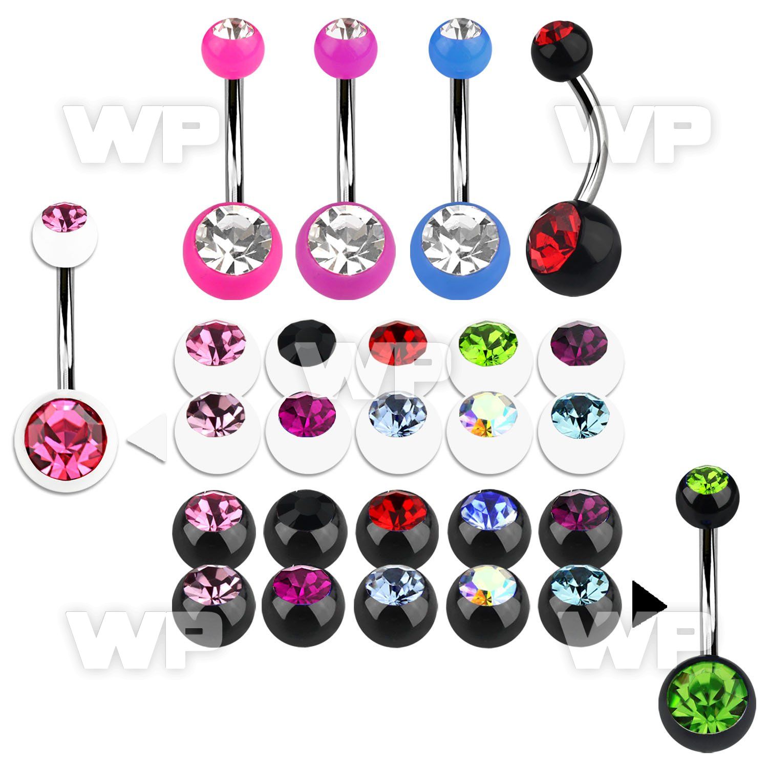 4uk76i steel belly ring w 8mm 5mm acrylic jewel ball length 10m belly piercing