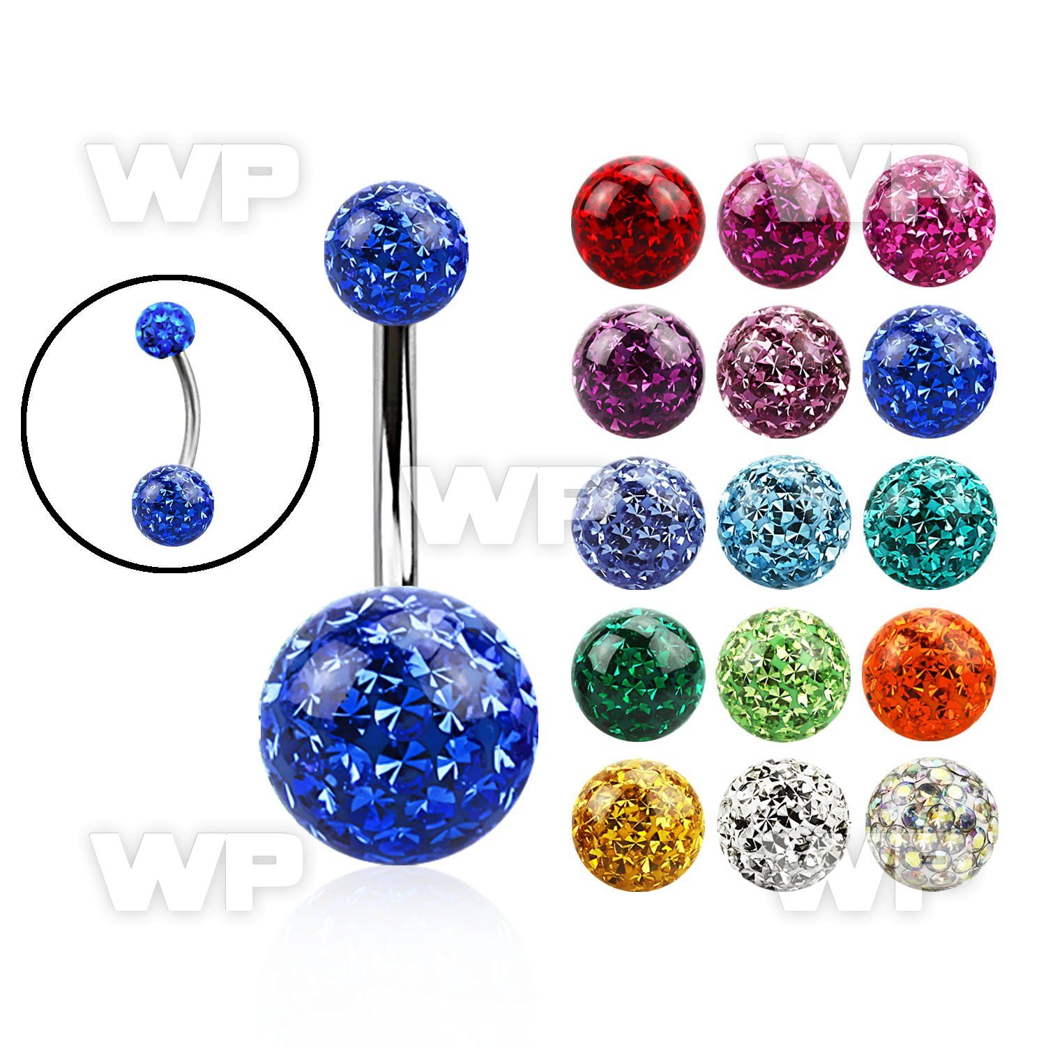 4ukdaeps steel belly ring 5mm 10mm multi crystal ferido ball epox belly piercing