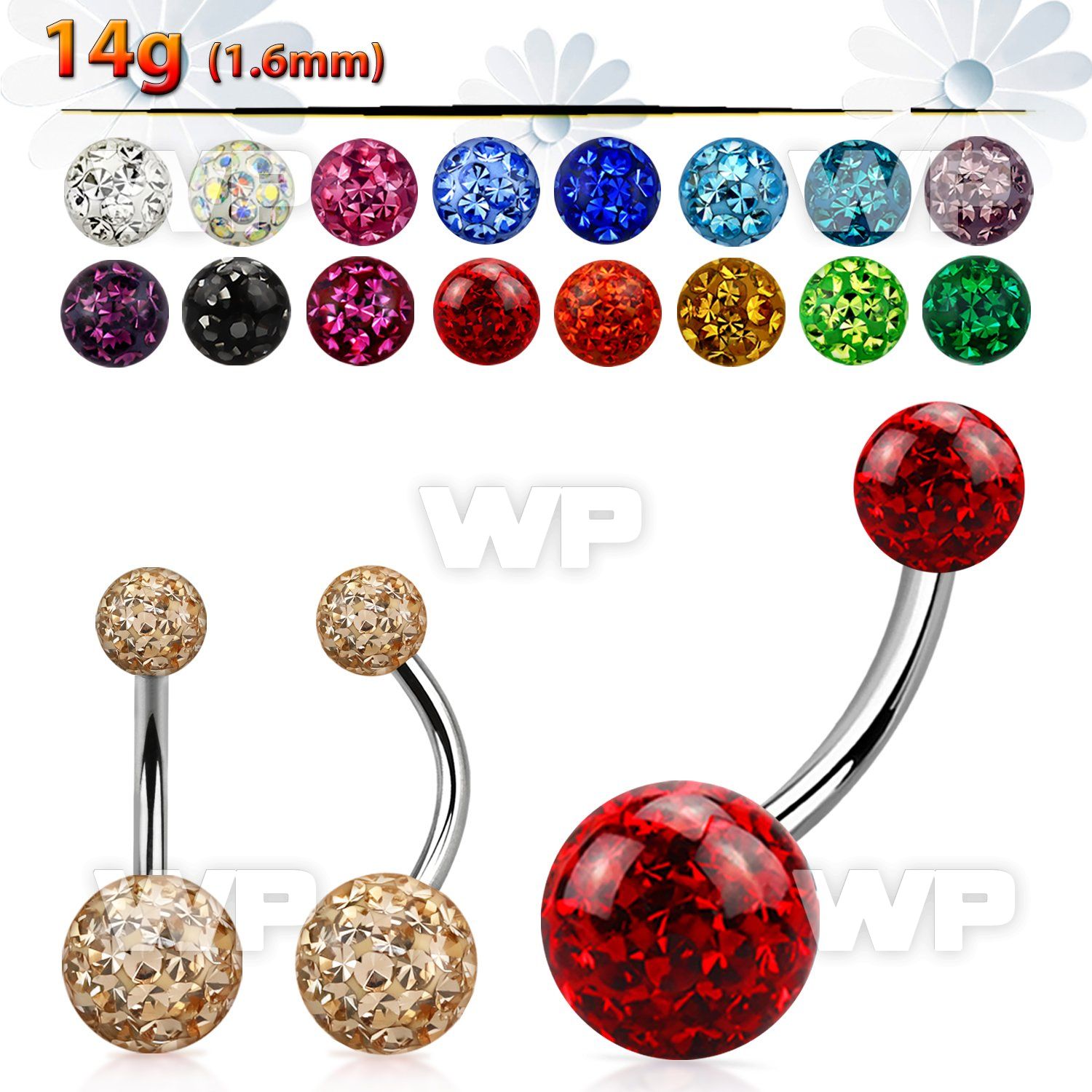 4ukdai steel belly ring multi crystal ferido glued ballsepoxy belly piercing