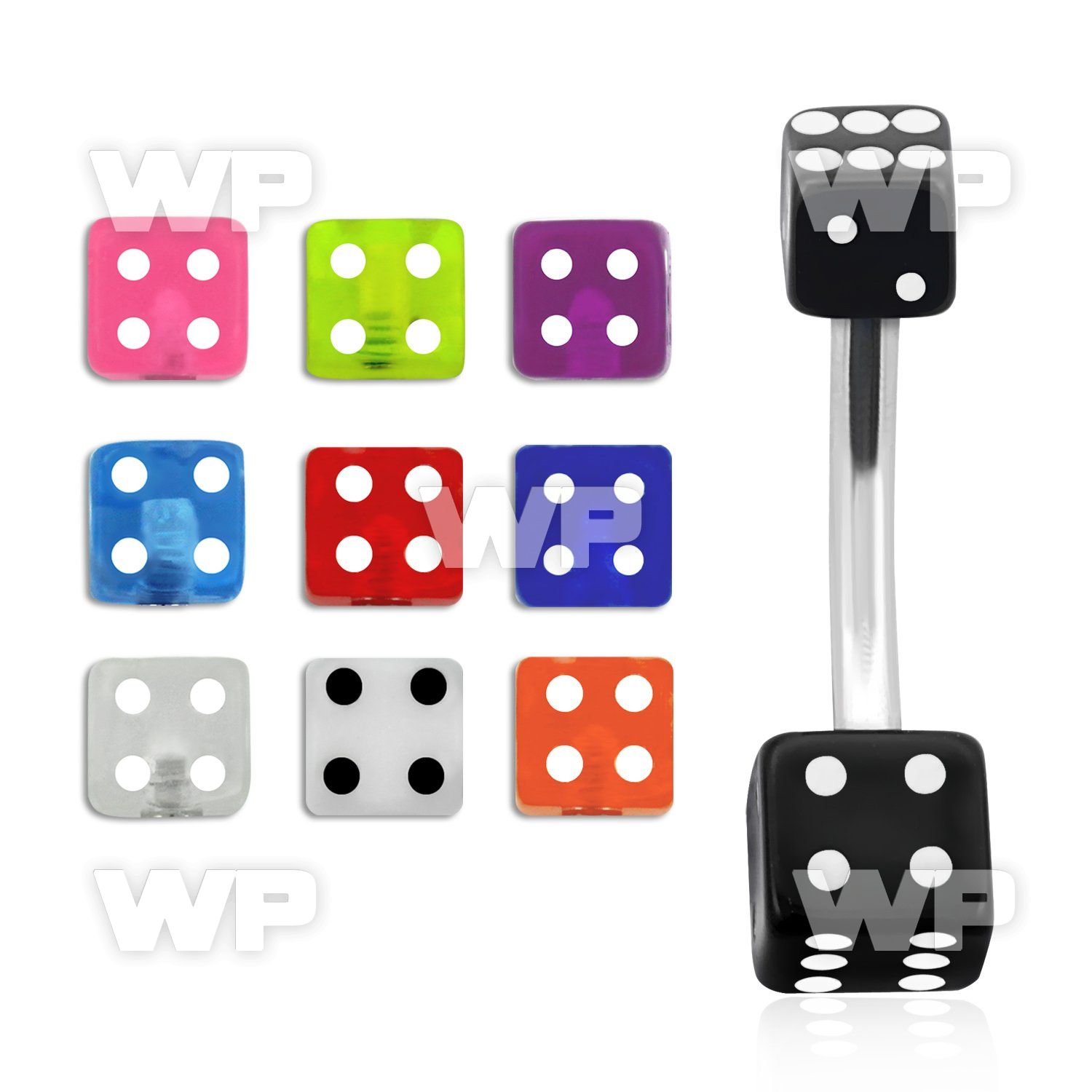 4ukhq18 steel belly ring 4 5mm acrylic uv dices length 10mm 3 belly piercing