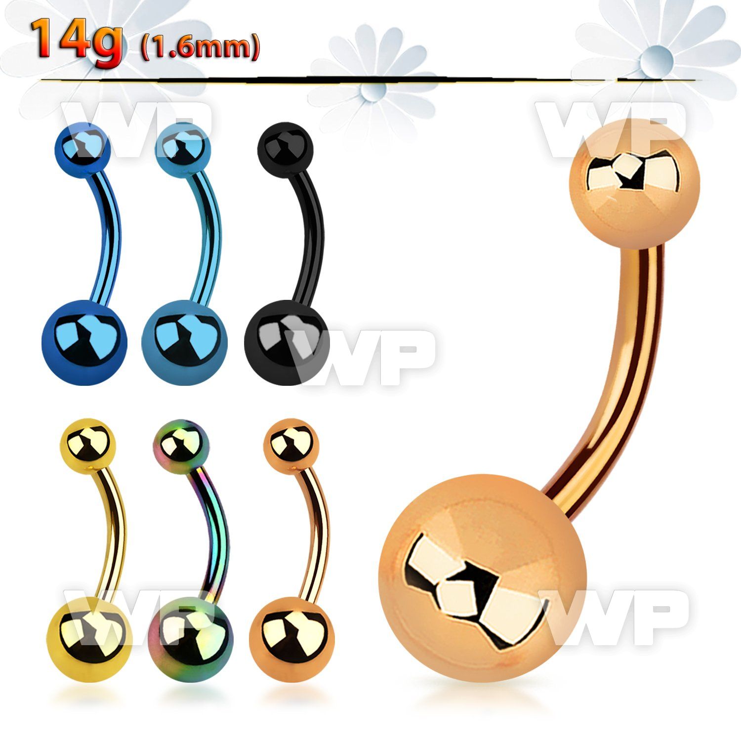 4uri ion plated steel belly ring ball belly piercing