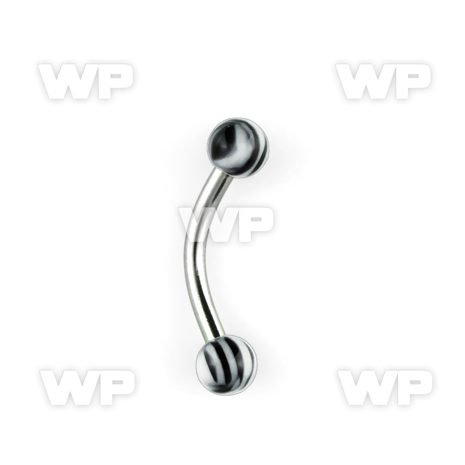 4uw1fr 316l steel micro banana w 3mm acrylic ballsblack white eyebrow piercing