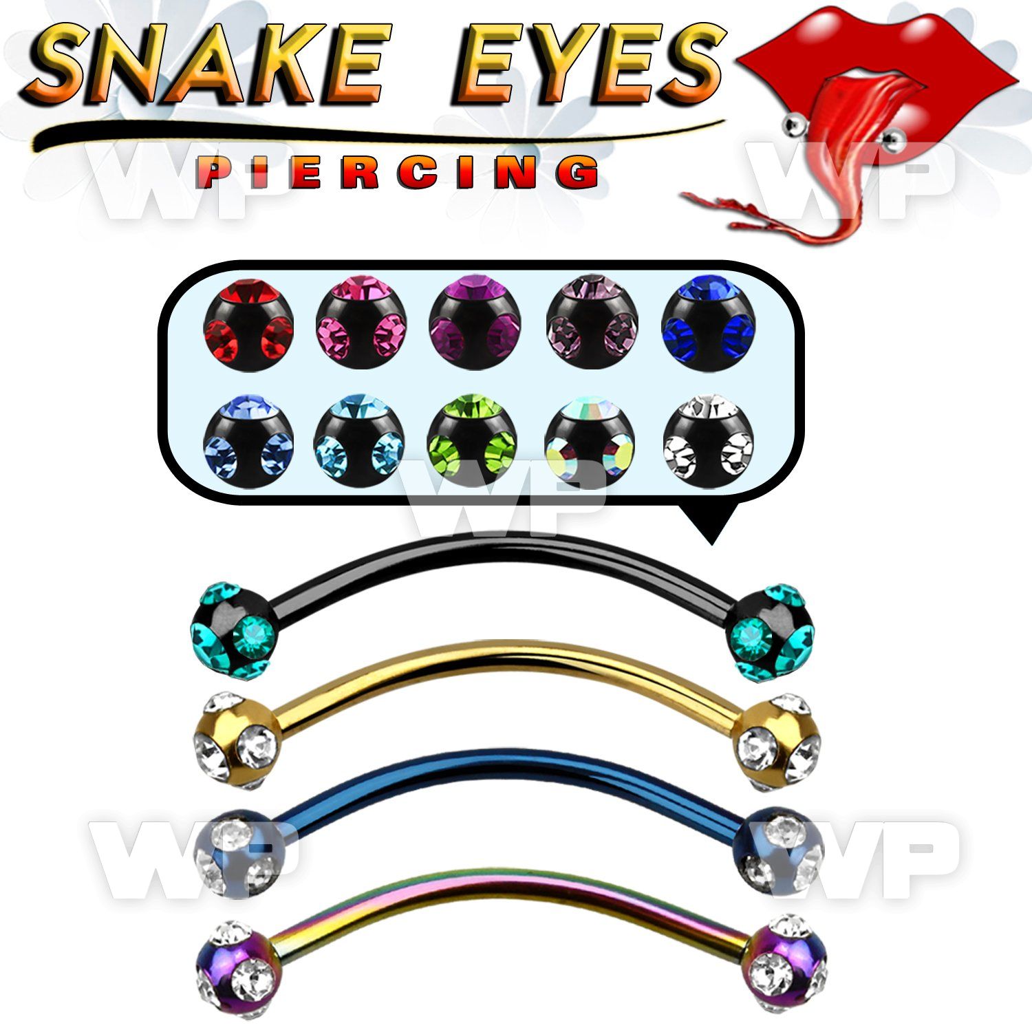 4uw26b ion plated surgical steel snake eye piercing banana 1 2m eyebrow piercing