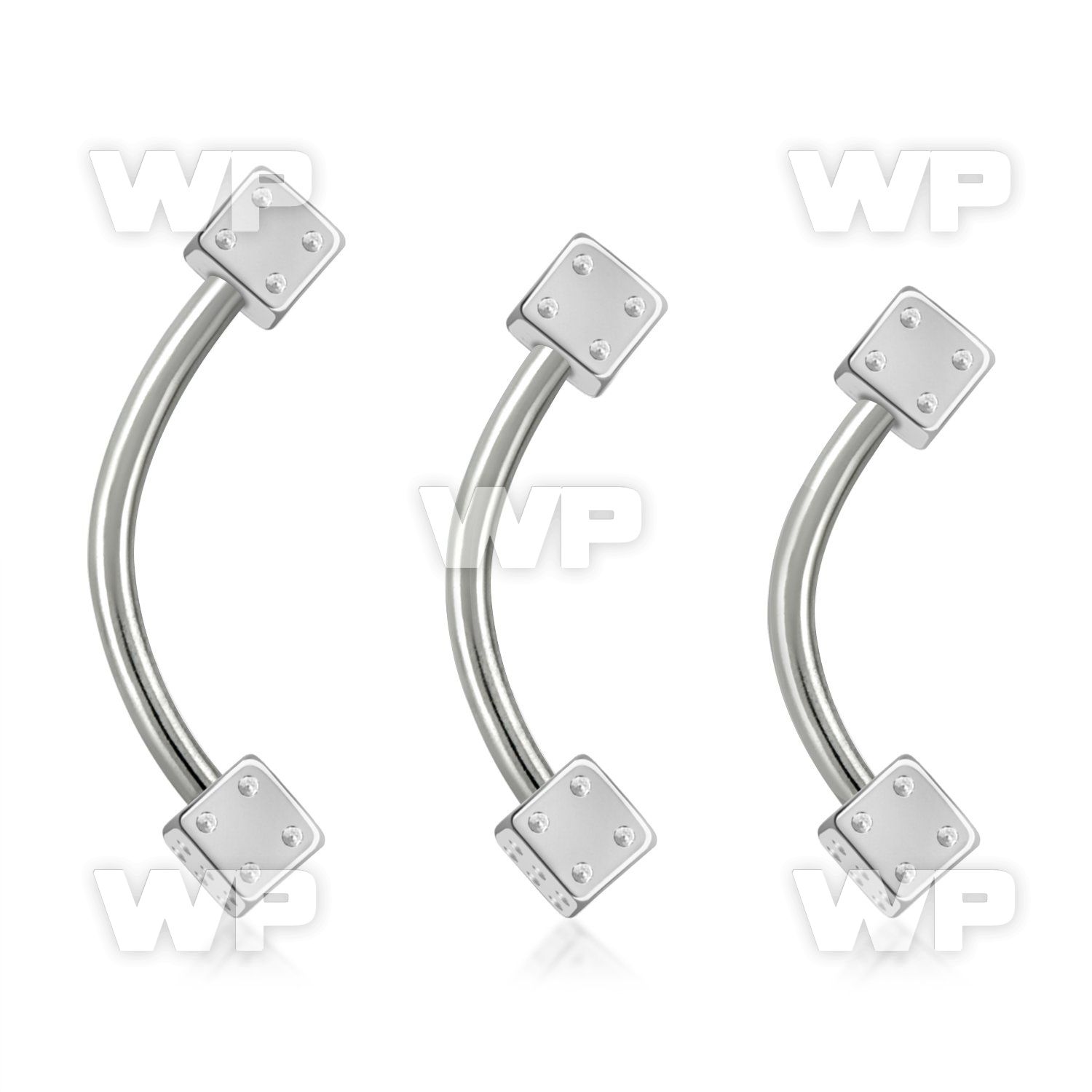 4uw3k18 316l steel micro banana w 3mm dices eyebrow piercing