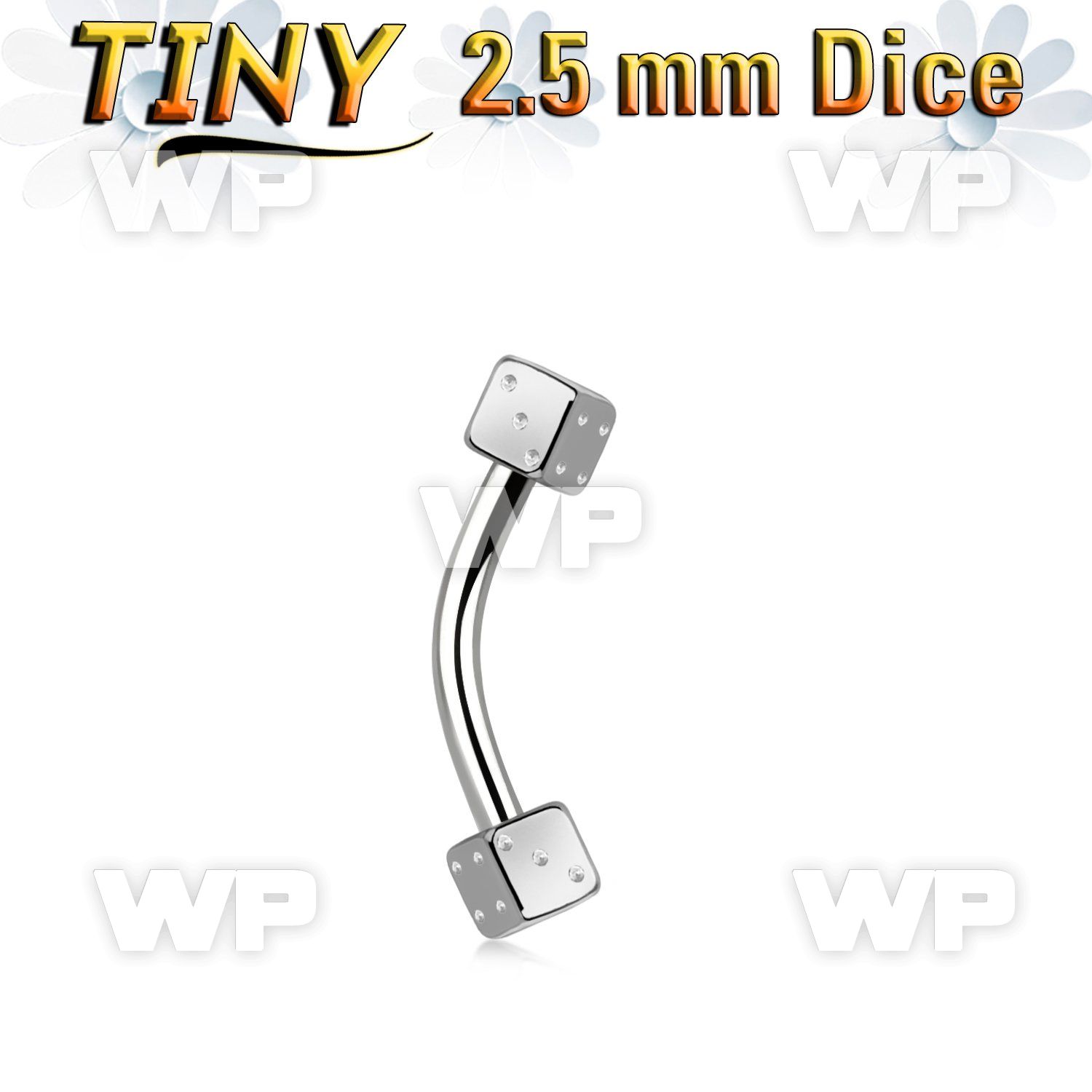 4uw3k1ks 316l steel micro banana w tiny 2 5mm dices eyebrow piercing