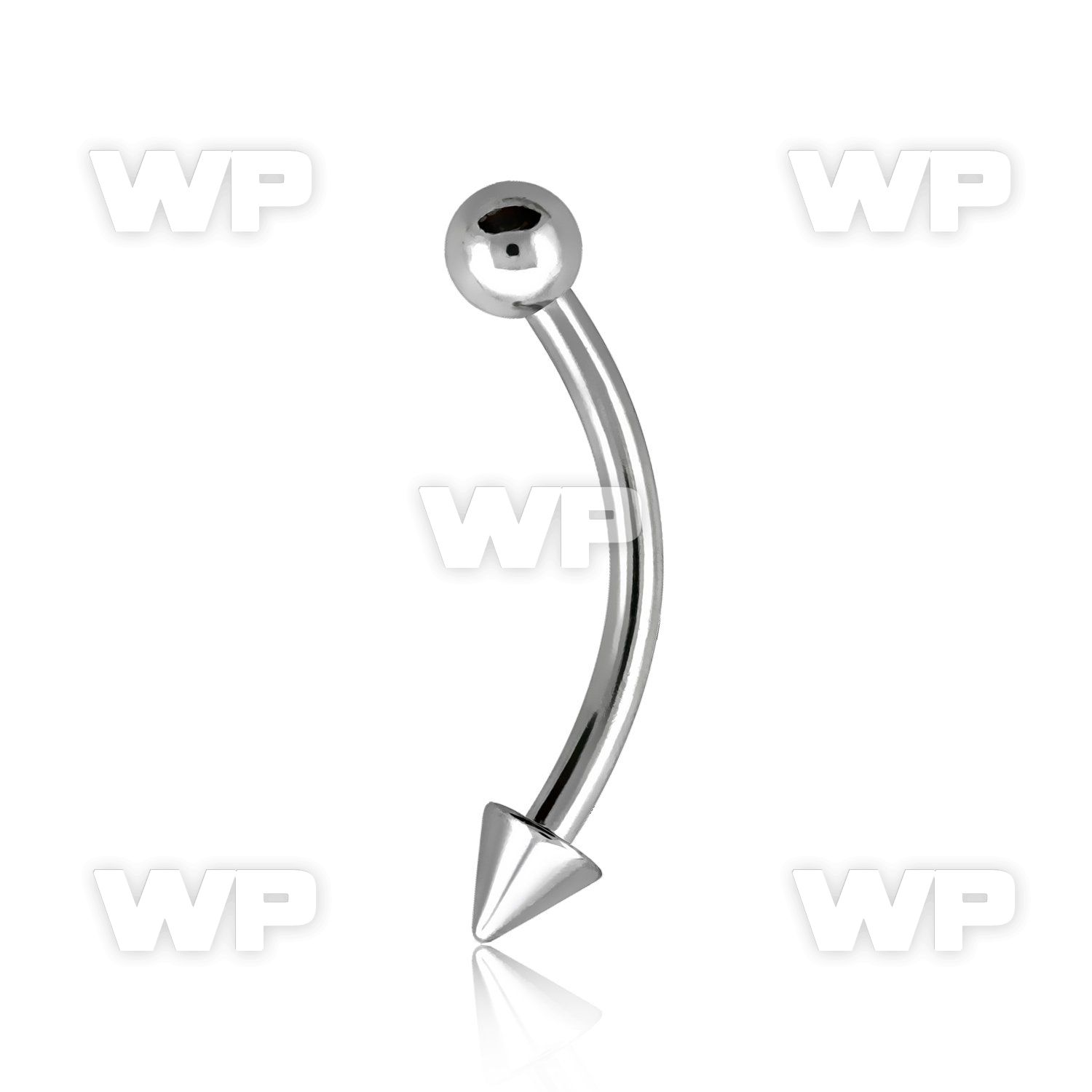 4uw46u 316l steel micro banana w 3mm cone on one side 3mm ball eyebrow piercing