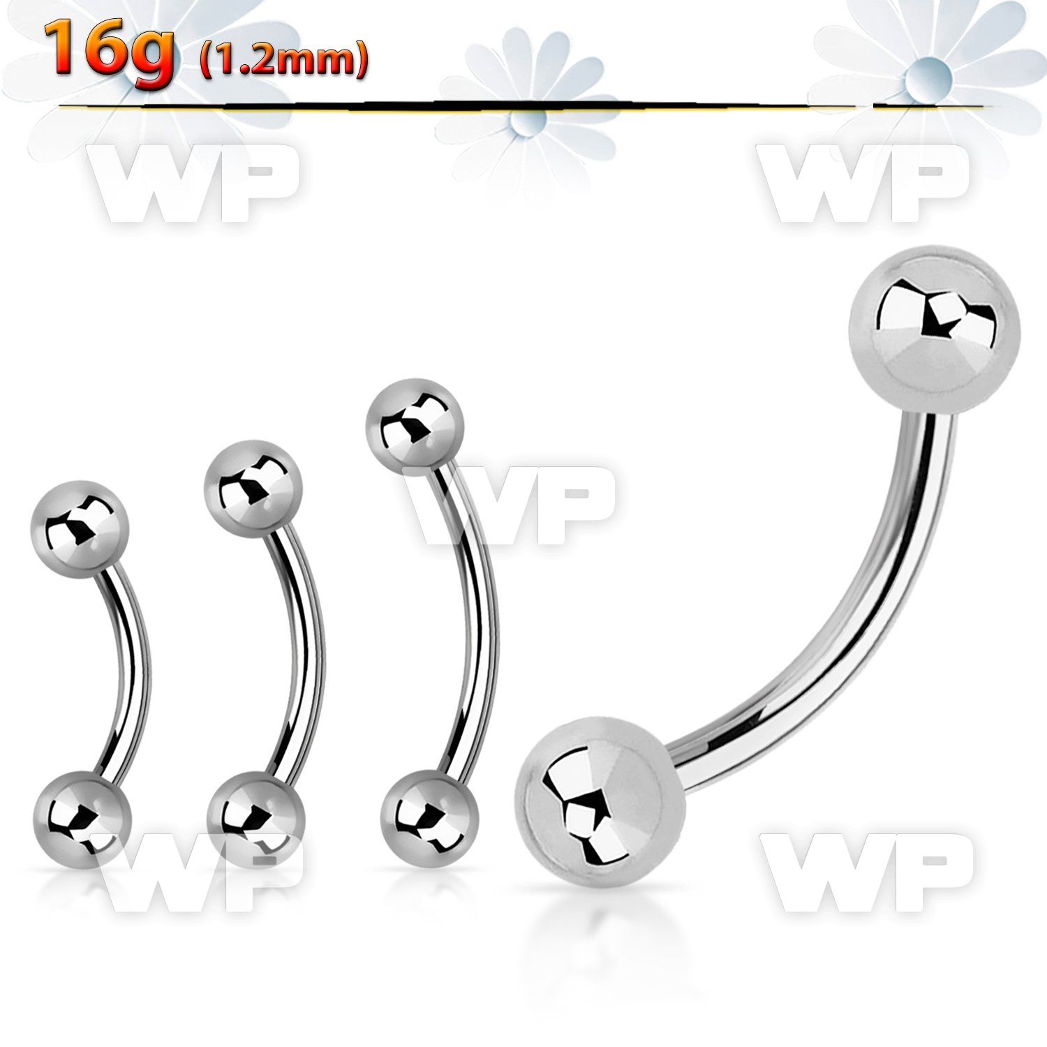 4uw4 316l steel micro banana w 3mm ball eyebrow piercing