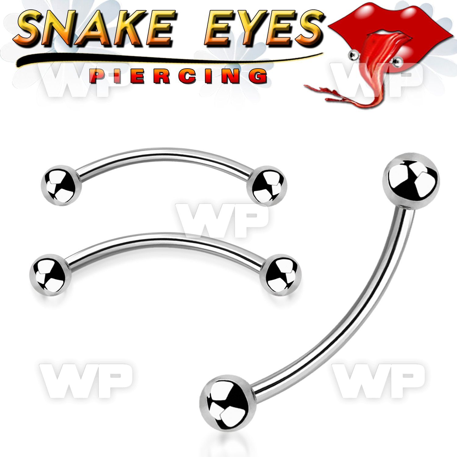 4uw4b surgical steel snake eye piercing banana 1 2mm 3mm ball eyebrow piercing