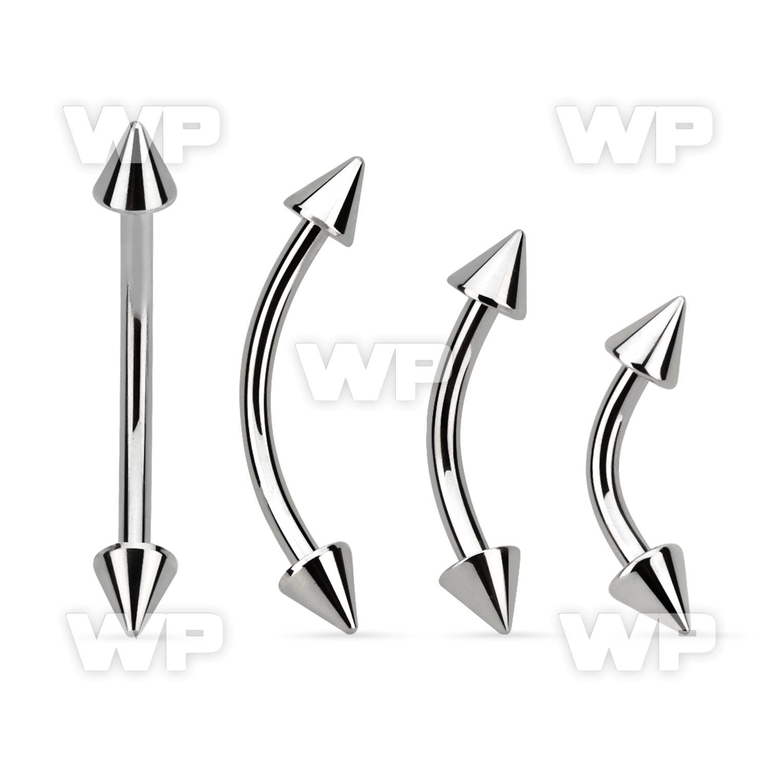 4uw6u 316l steel micro banana w 3mm cones eyebrow piercing