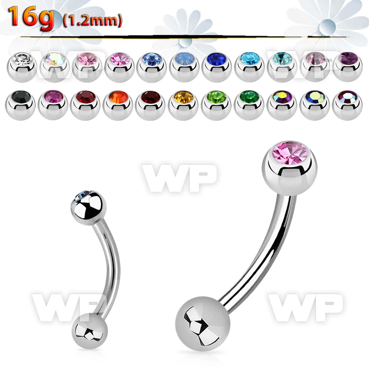 4uwe6 316l steel micro banana w 3mm bezel jewel ball plain 3mm eyebrow piercing