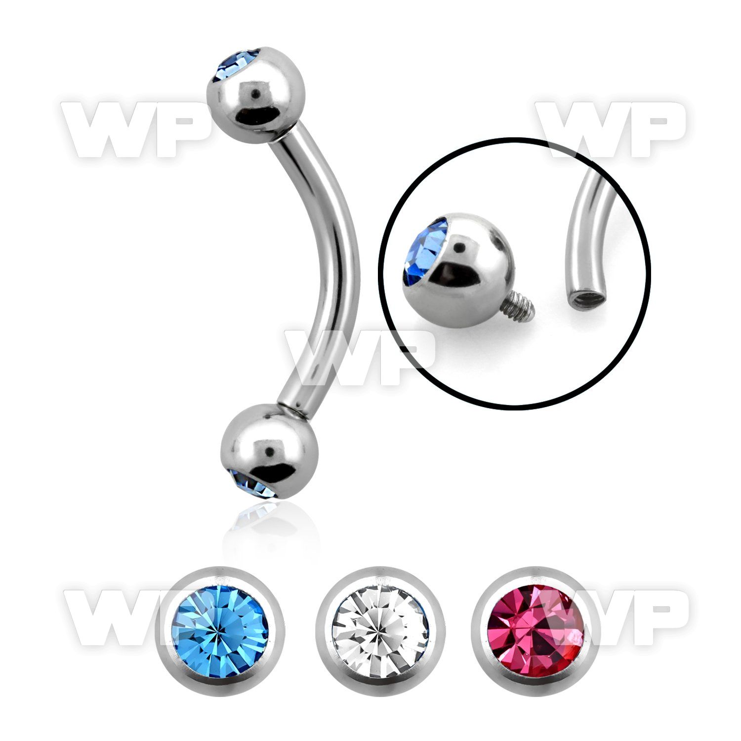 4uwk68u 316l steel micro banana w internally threaded 3mm press eyebrow piercing