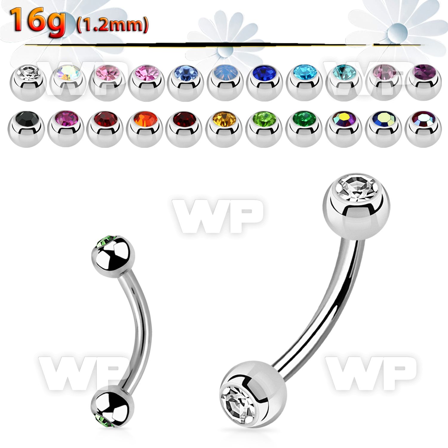4uwk6 316l steel micro banana w 3mm bezel jewel ball eyebrow piercing