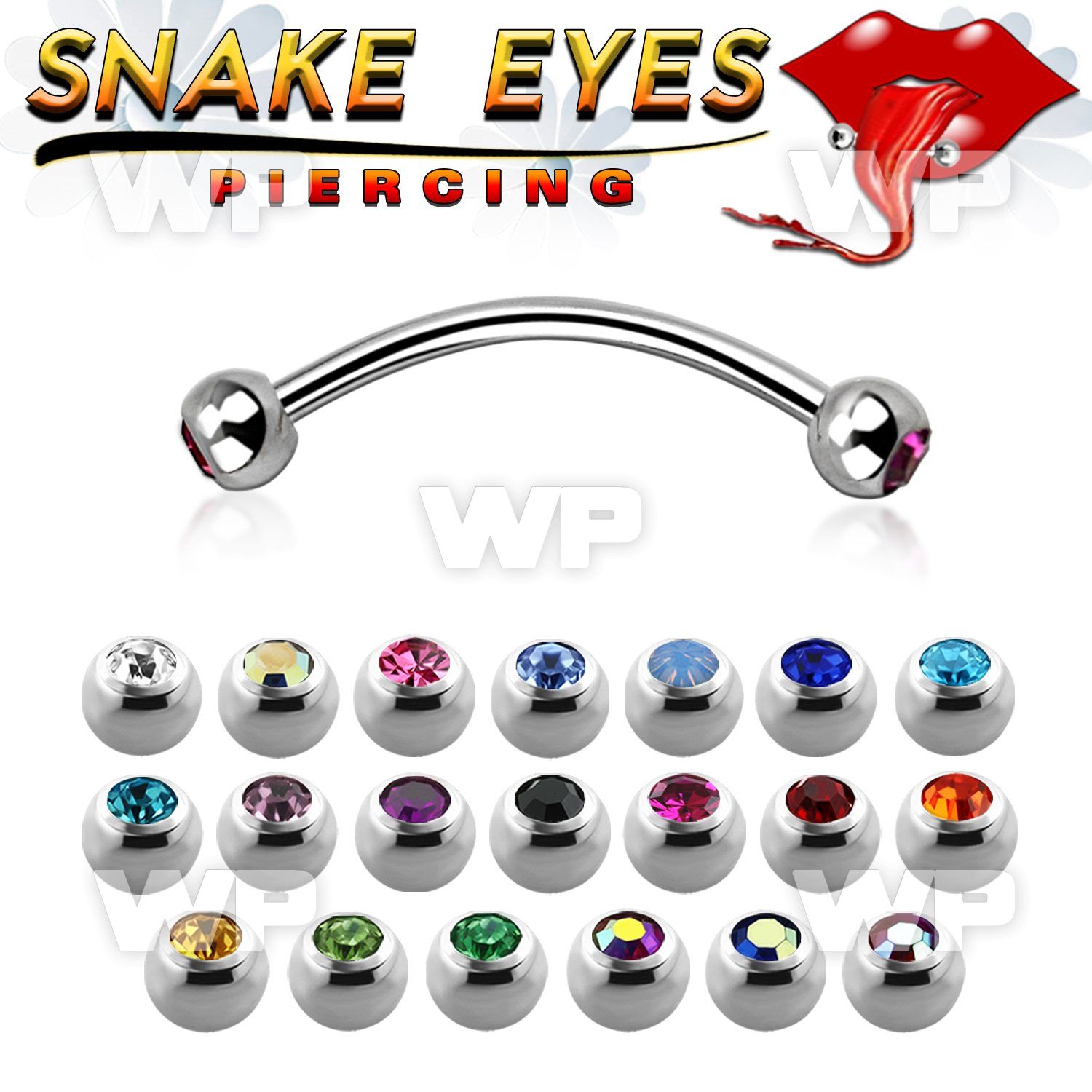 4uwk6b surgical steel snake eye piercing banana 1 2mm 3mm bezel eyebrow piercing