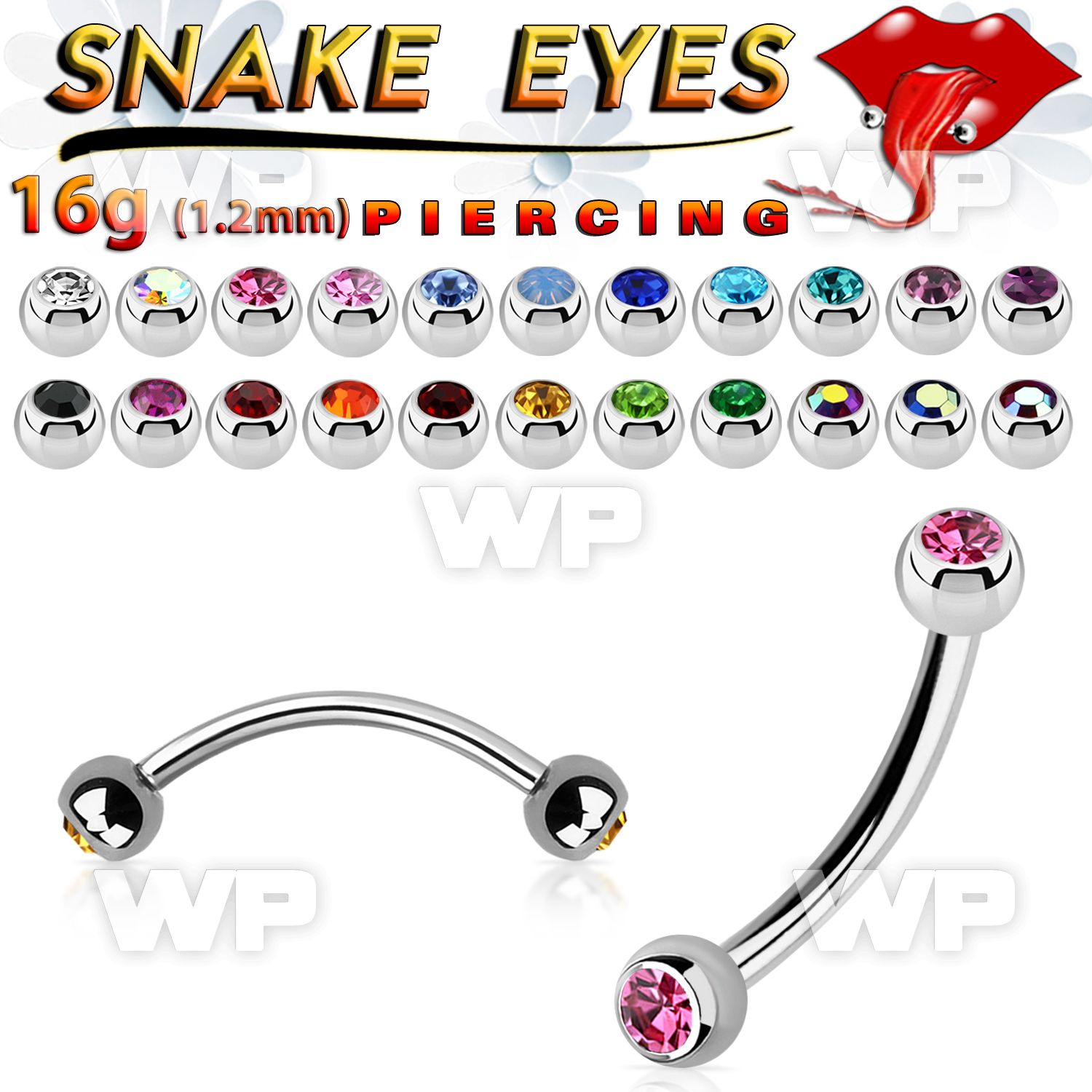 4uwk6b surgical steel snake eye piercing banana 1 2mm 3mm bezel eyebrow piercing
