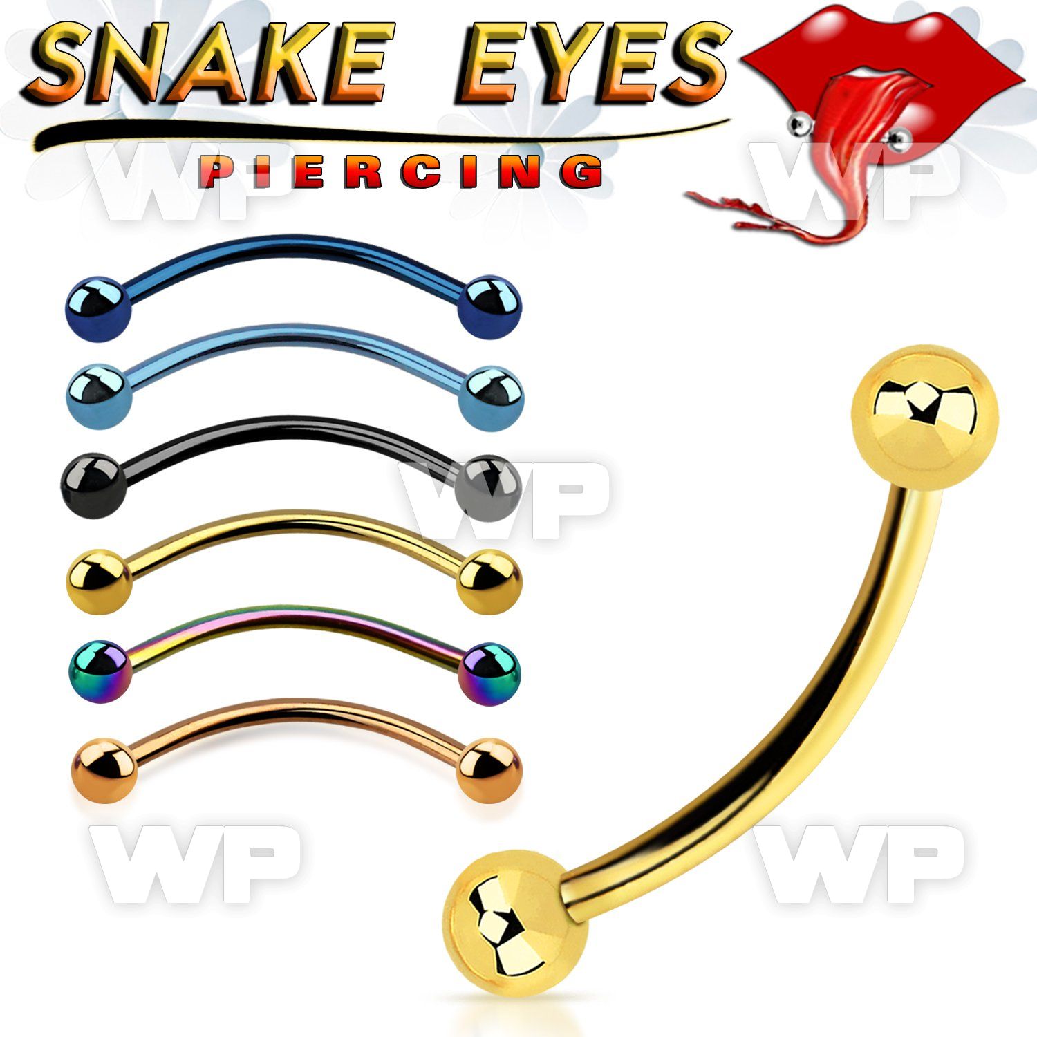 4uwr4b ion plated 316l steel snake eye piercing banana 1 2mm eyebrow piercing