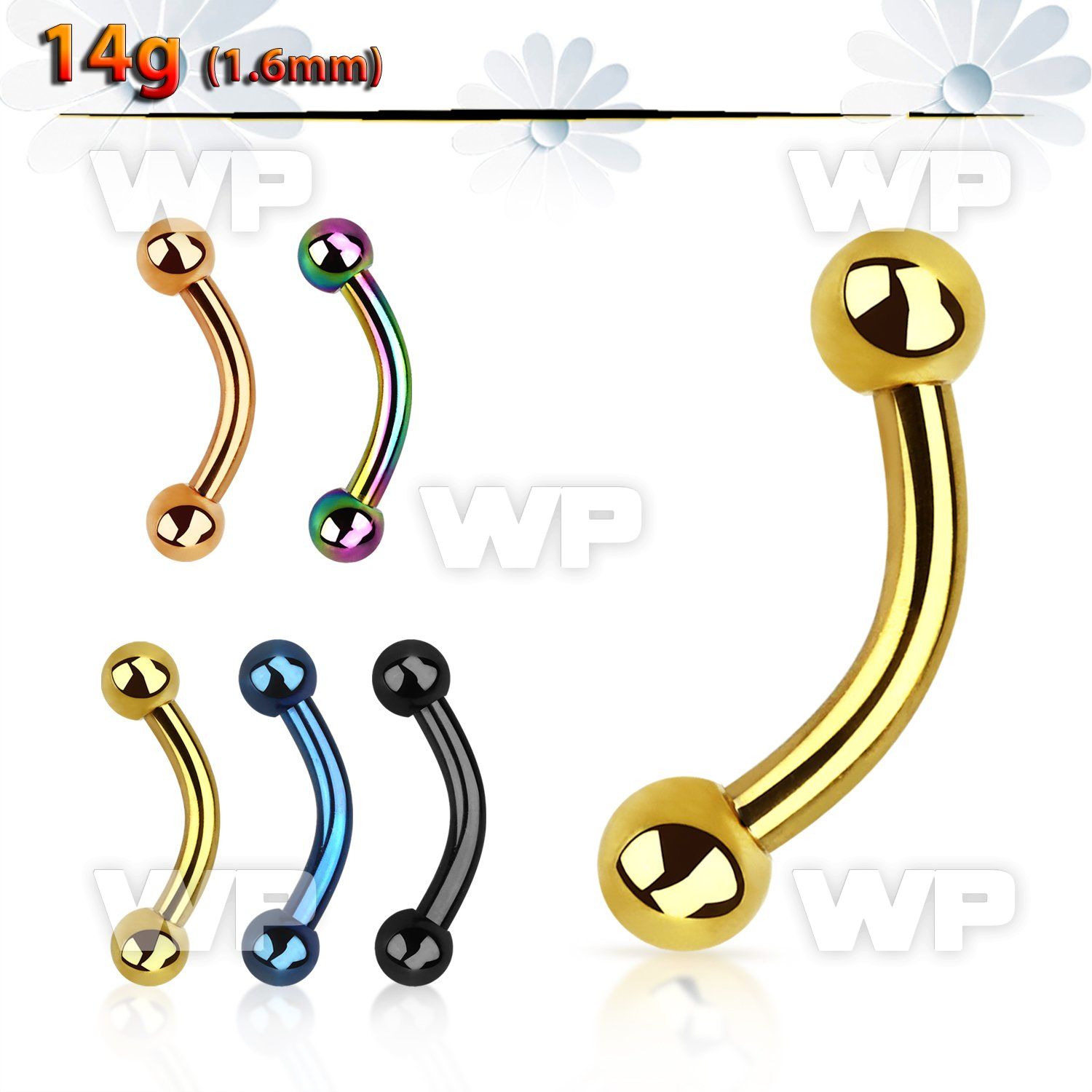 4uwr4i ion plated 316l steel micro banana 1 6mm 3mm ball eyebrow piercing