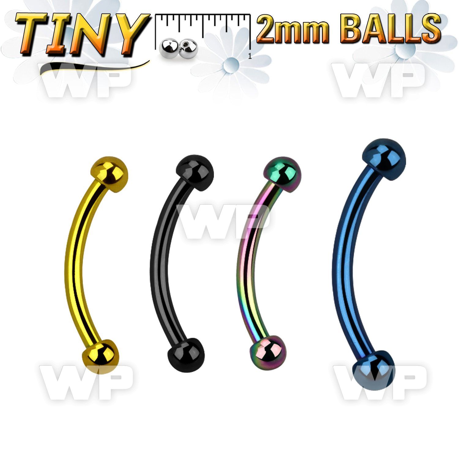 4uwr4k ion plated 316l steel micro banana 1mm 2mm ball eyebrow piercing