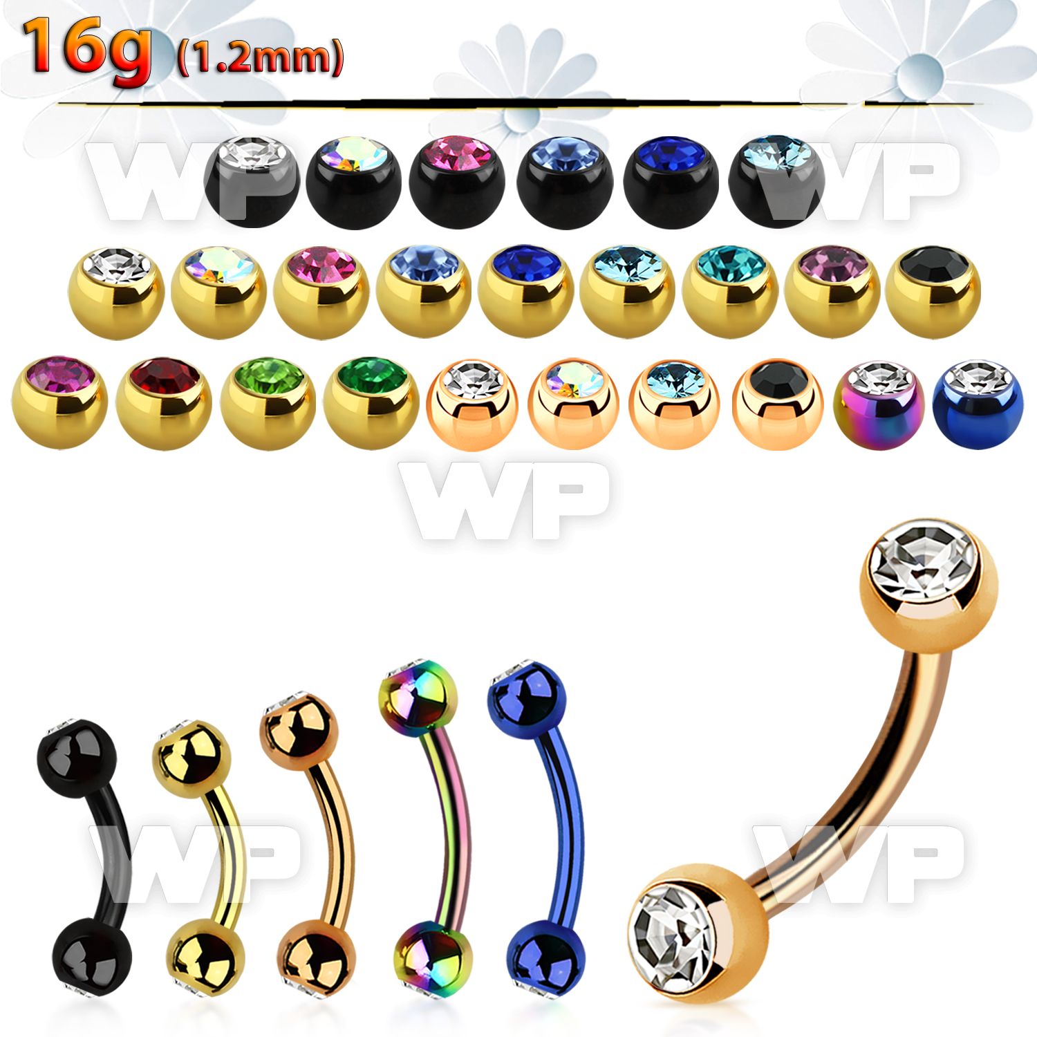 4uwrk6 ion plated 316l steel micro banana w 3mm bezel jewel ball eyebrow piercing