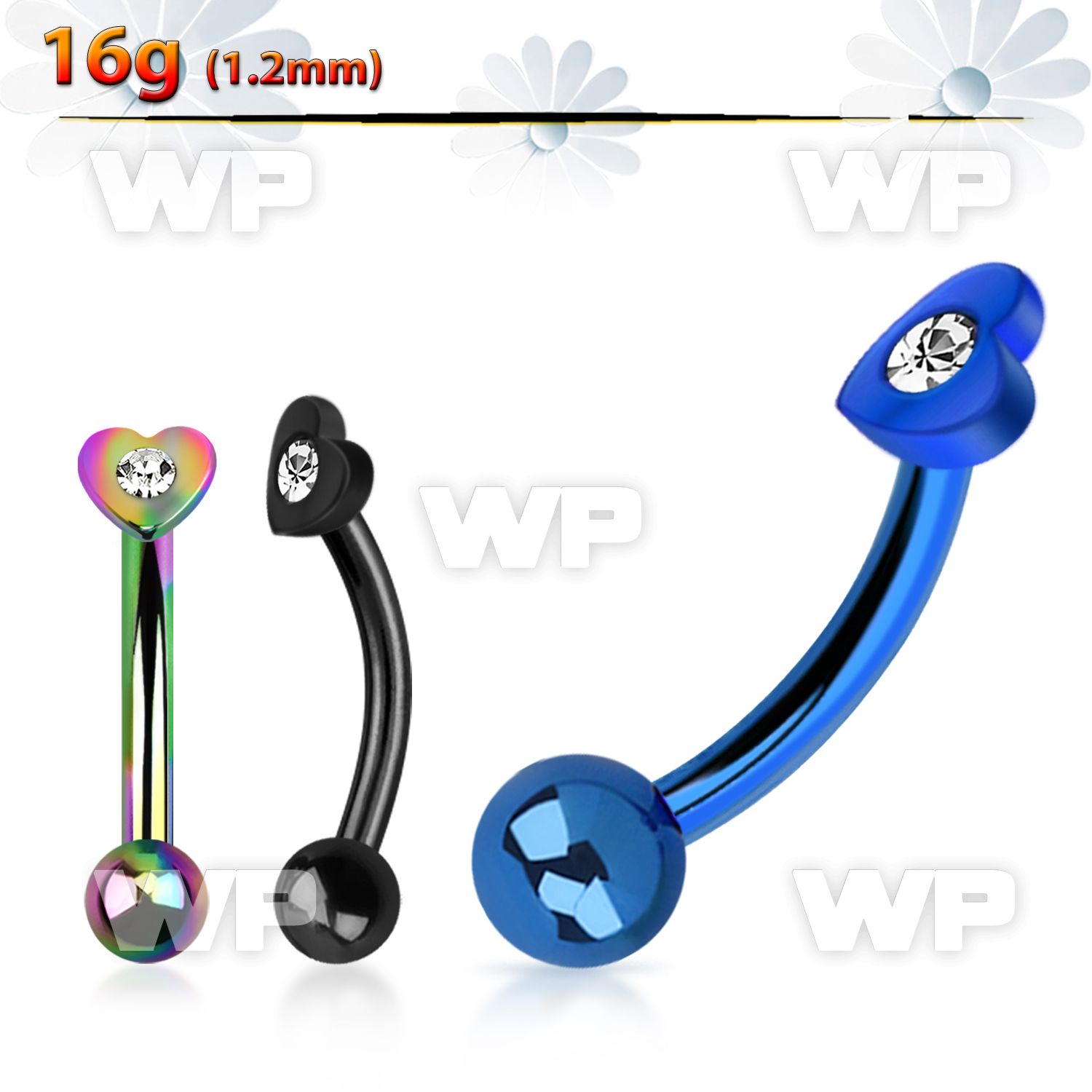 4uwrxc ion plated 316l steel micro banana w small heartcenter eyebrow piercing