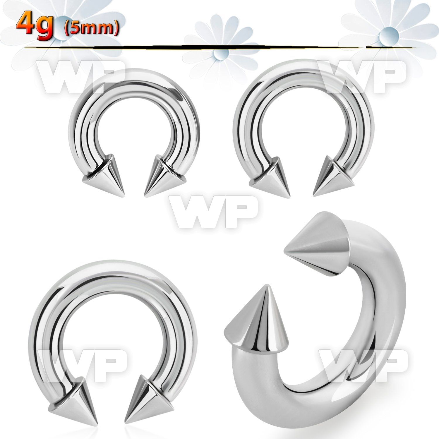 64a6u0 surgical steel cbr horseshoe 5mm internally threaded 7mm belly piercing