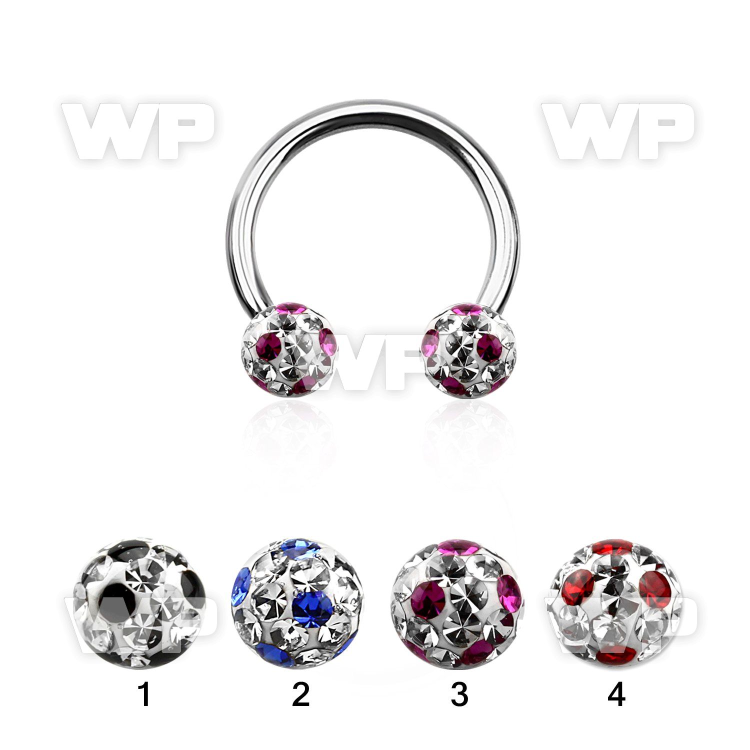 64das7 surgical steel cbr horseshoe 1 6mm 5mm multi crystal bal belly piercing