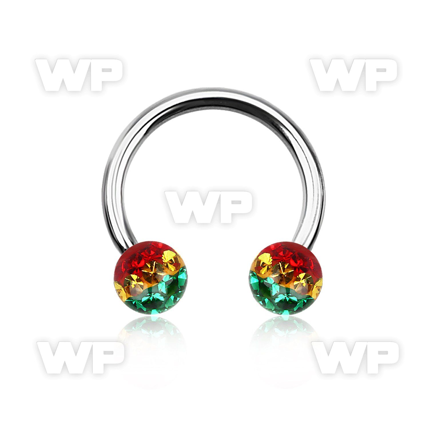 64dasa surgical steel cbr horseshoe 1 6mm 5mm multi crystal bal belly piercing