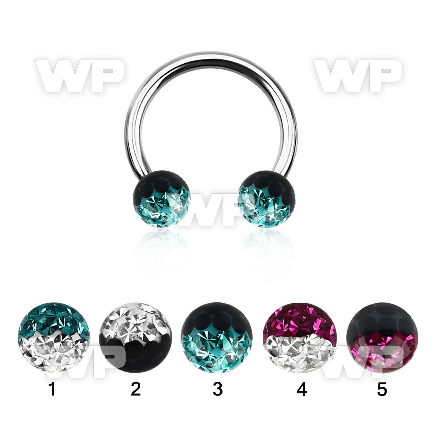 64dasw surgical steel cbr horseshoe 1 6mm 5mm multi crystal bal belly piercing