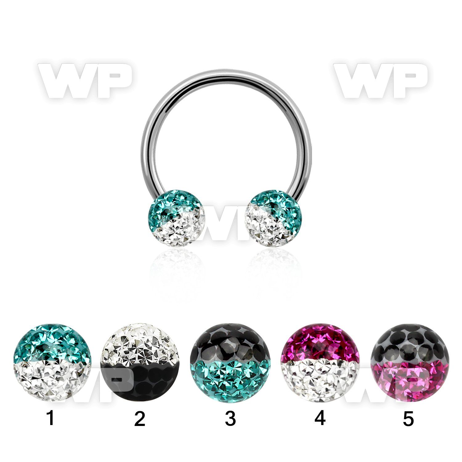 64dayw surgical steel cbr horseshoe 1 6mm 6mm multi crystal bal belly piercing