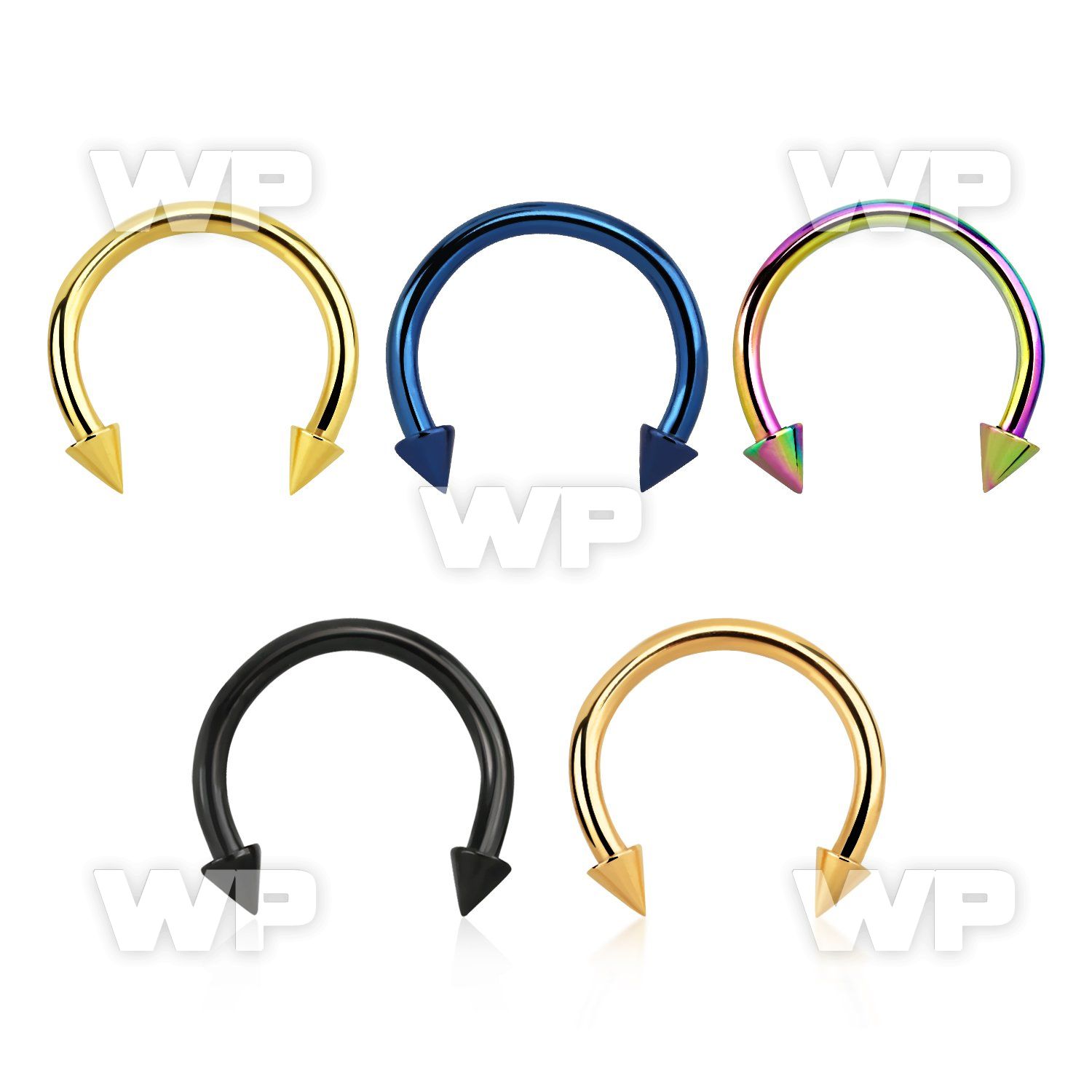 64r6u3 ion plated surgical steel cbr horseshoe 1 6mm 3mm cones ear lobe piercing