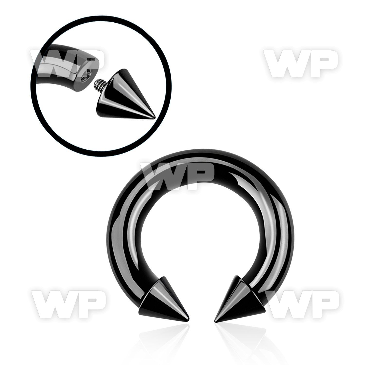 64r6uk black ion plated surgical steel cbr horseshoe 6mm intern belly piercing