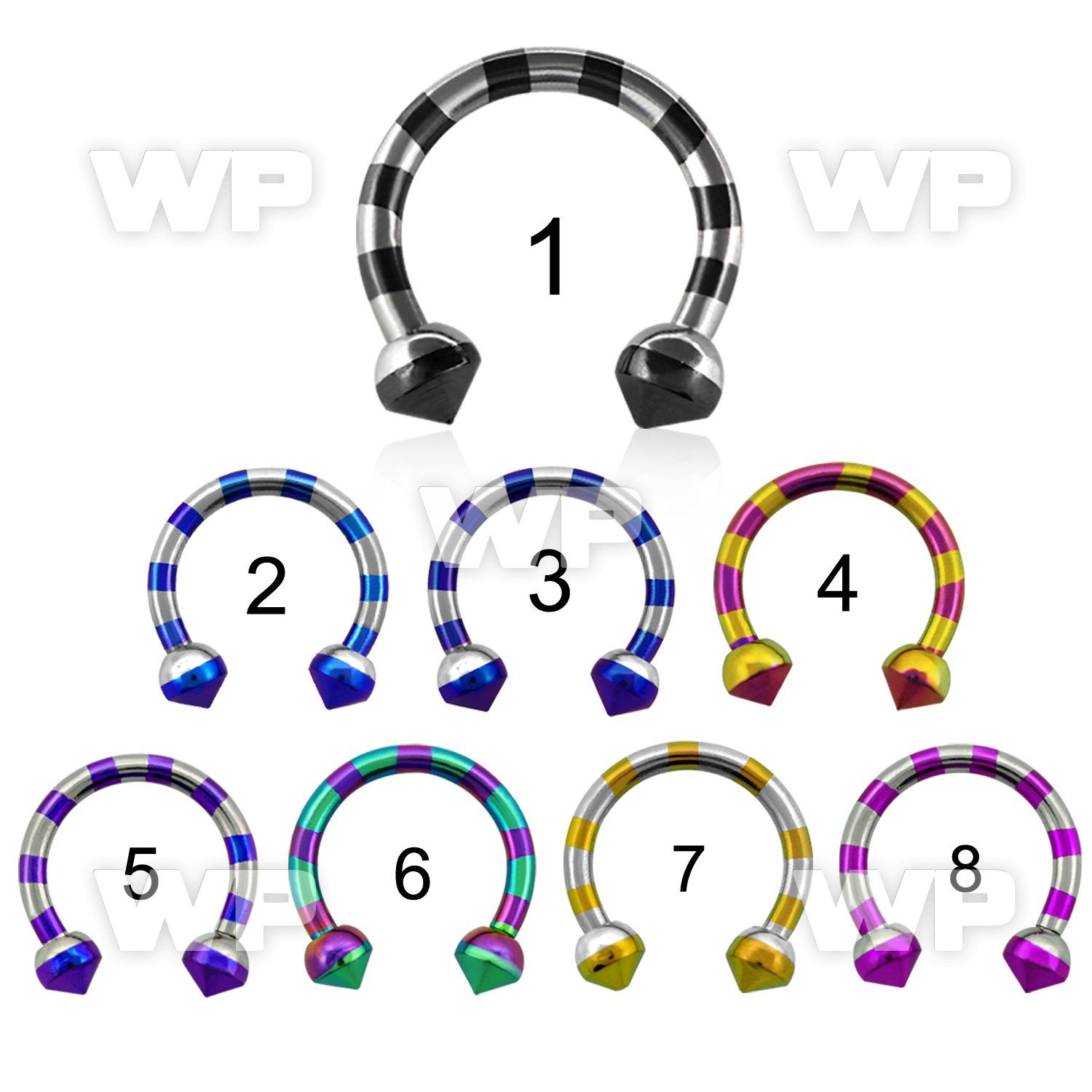 64rbey zebra striped pvd surgical steel cbr horseshoe 1 2mm 3mm belly piercing