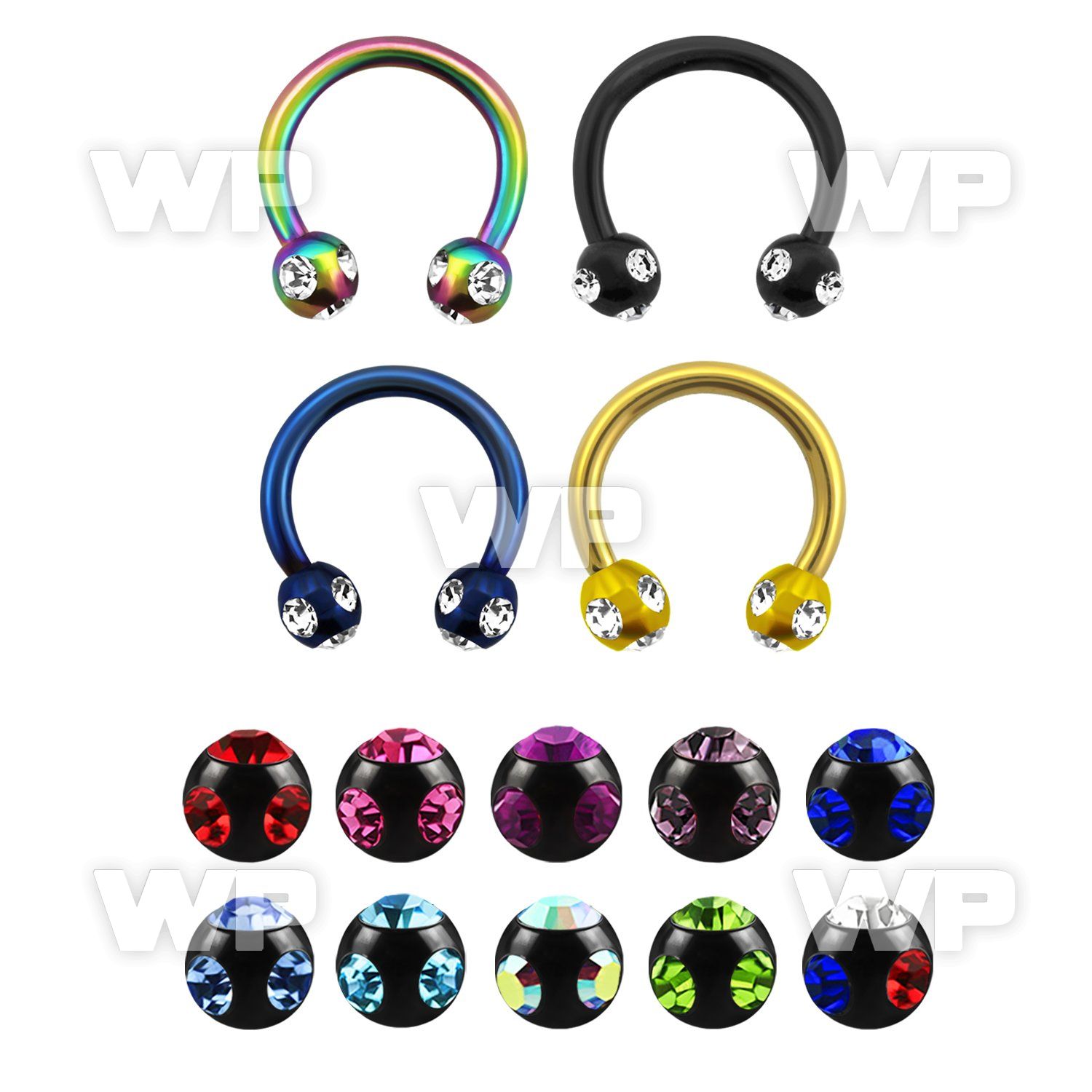 64rc4z ion plated surgical steel cbr horseshoe 1 2mm 3mm multi belly piercing