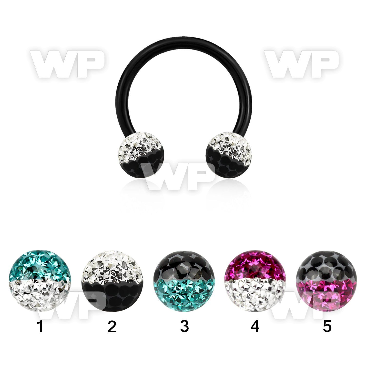 64rdayw ion plated surgical steel cbr horseshoe 1 6mm 6mm multi belly piercing