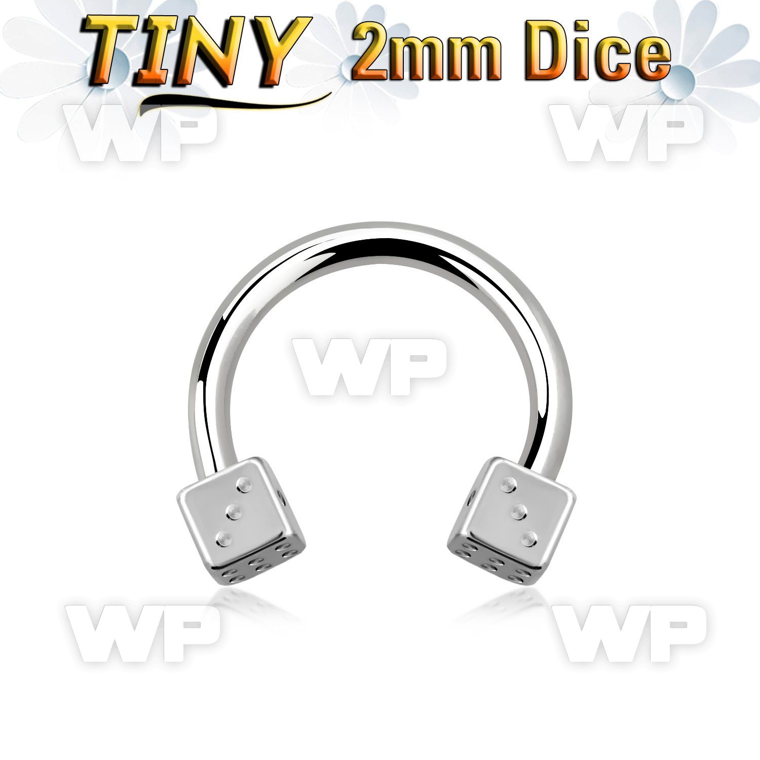64w18ks surgical steel cbr horseshoe 1 2mm tiny 2 5mm dices eyebrow piercing