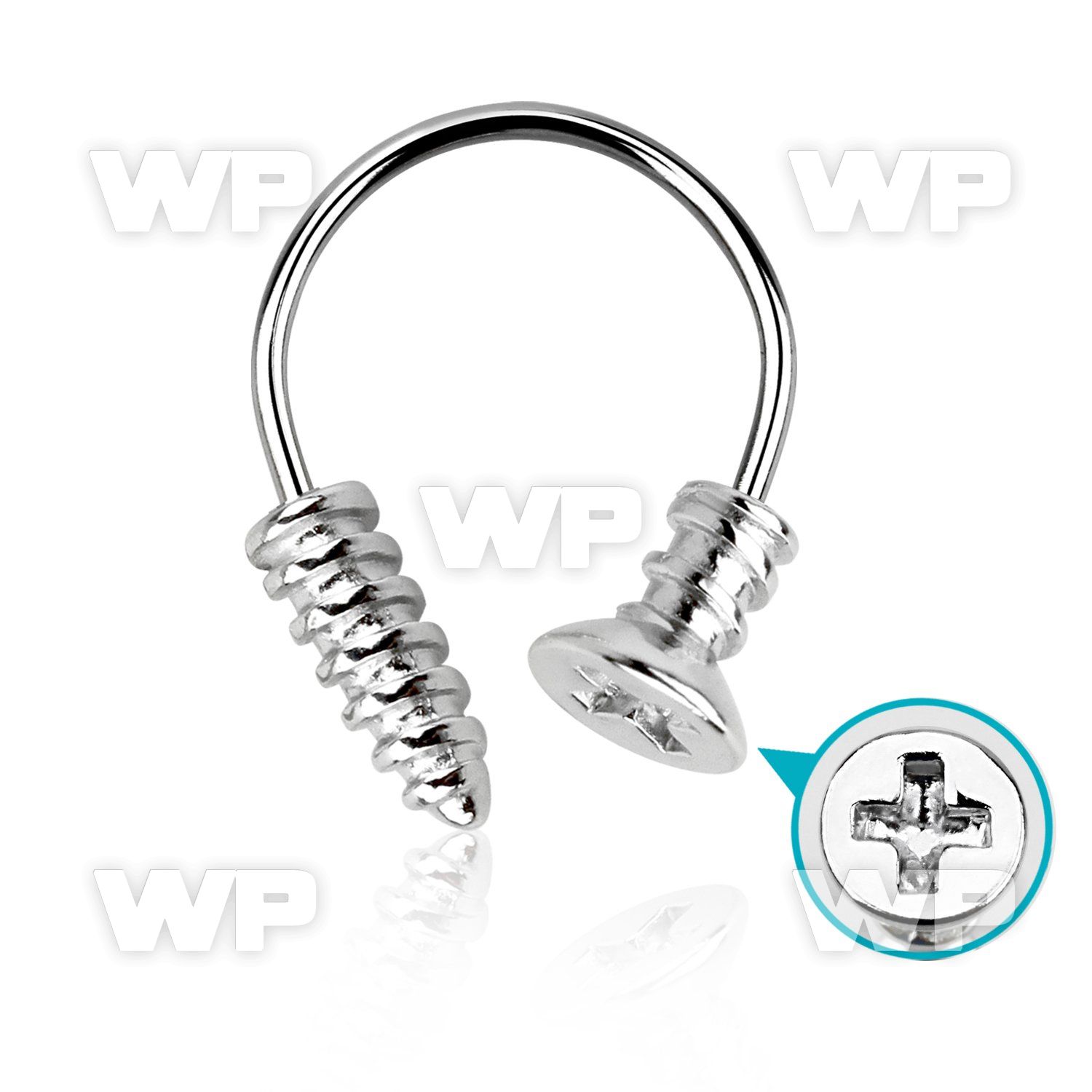 64w36o surgical steel cbr horseshoe 1 2mm one cross screw top eyebrow piercing