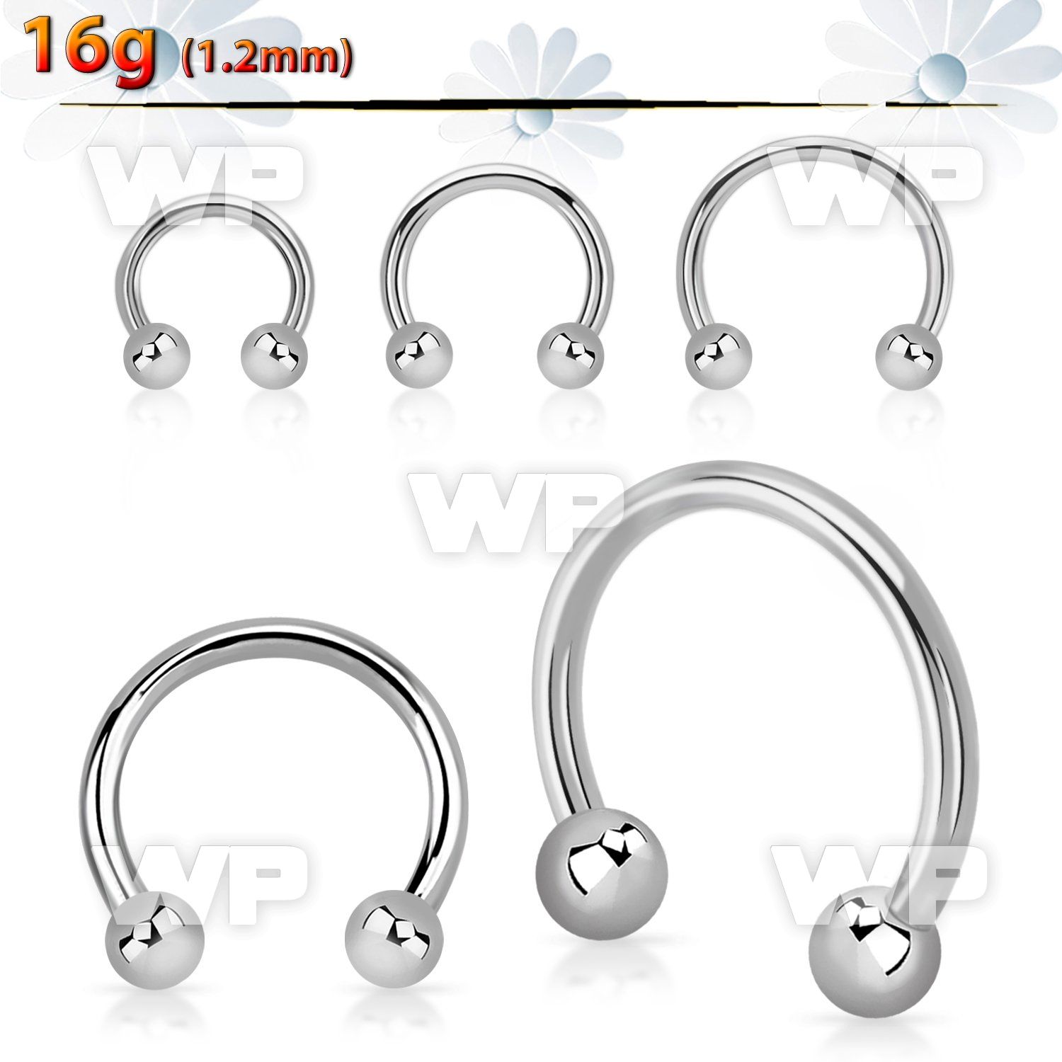 64w4 surgical steel cbr horseshoe 1 2mm 3mm ball belly piercing