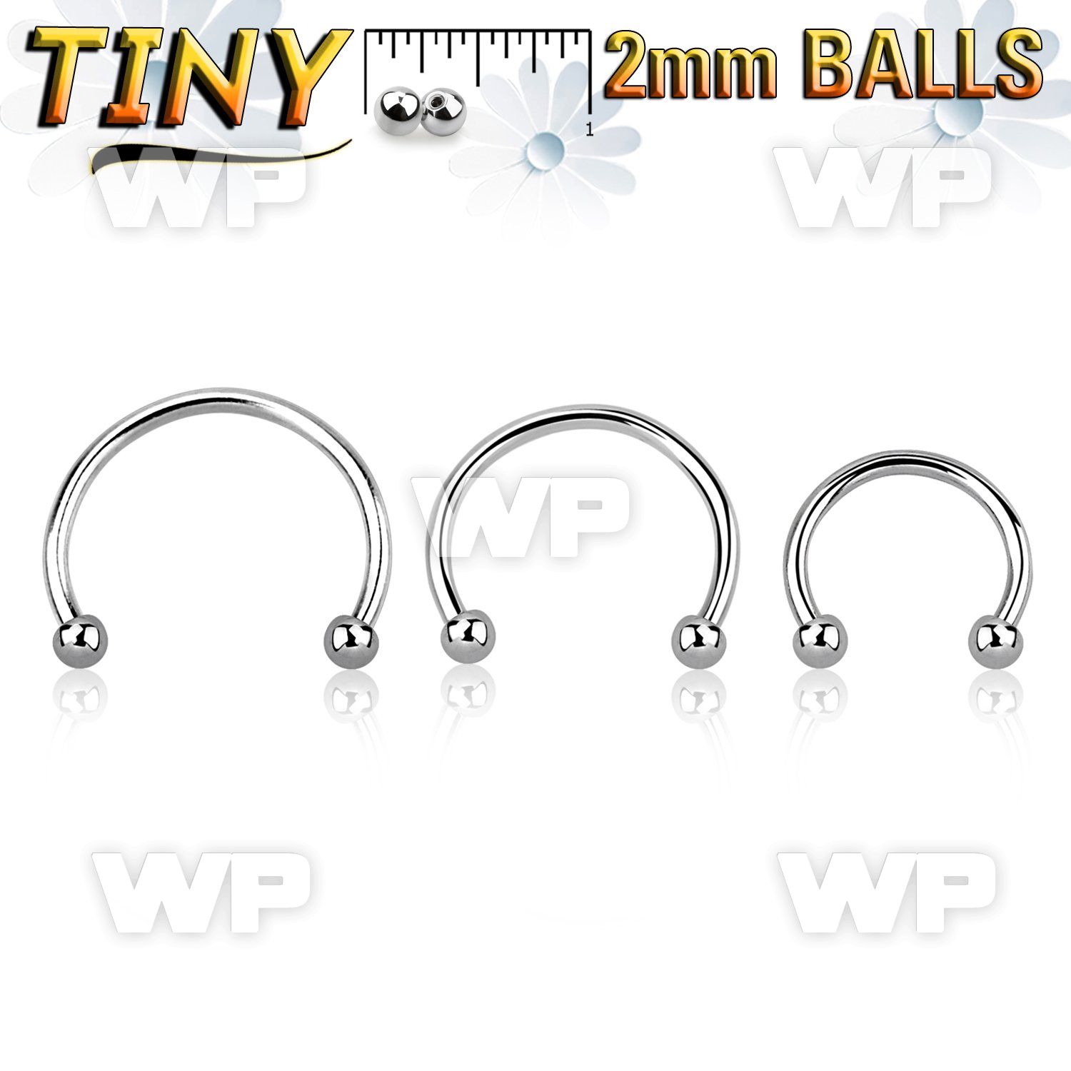 64w4k surgical steel cbr horseshoe 1mm 2mm ball belly piercing